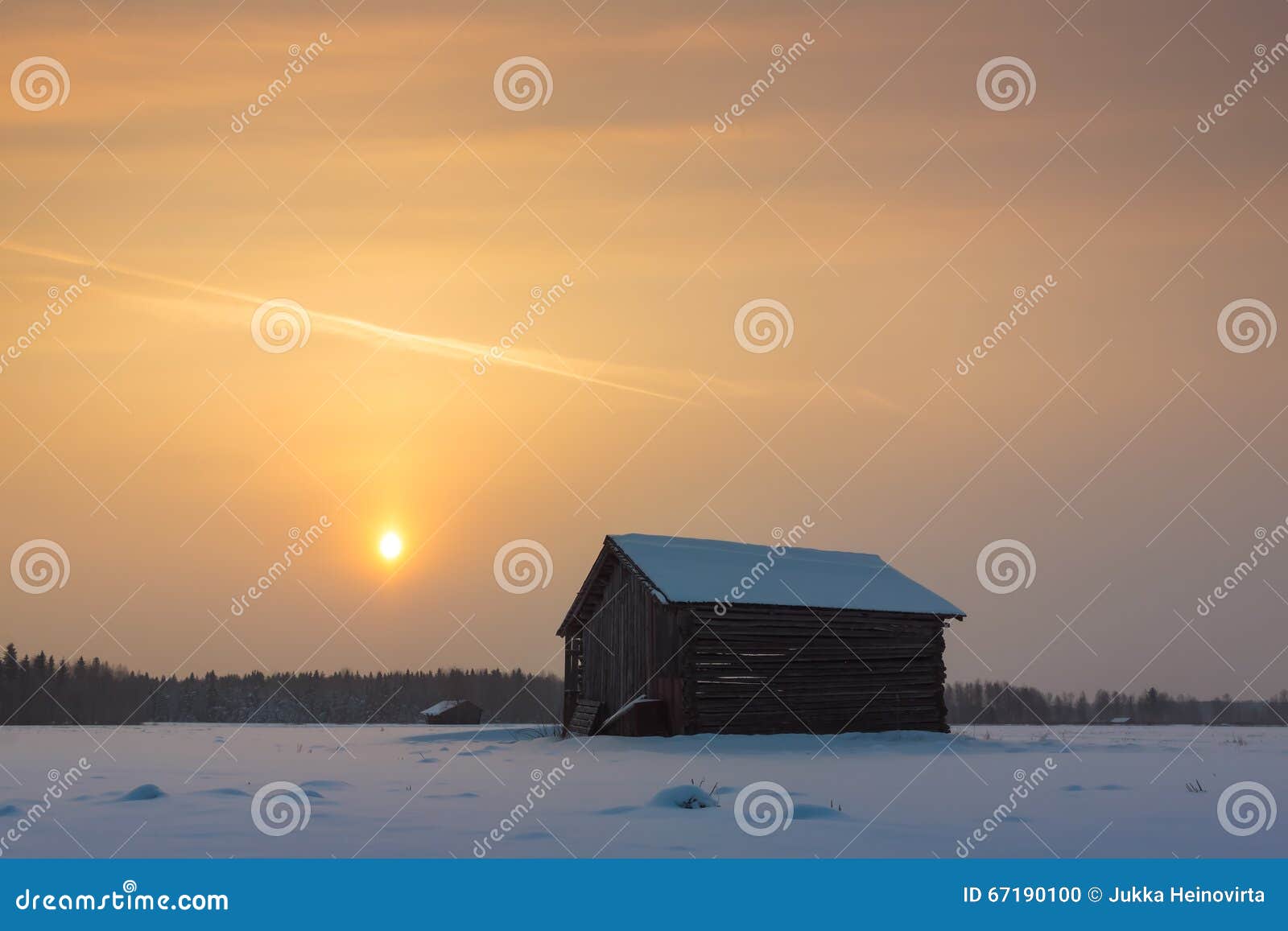 Sunrise On The Snowy Fields Stock Photo Image Of Building Rural