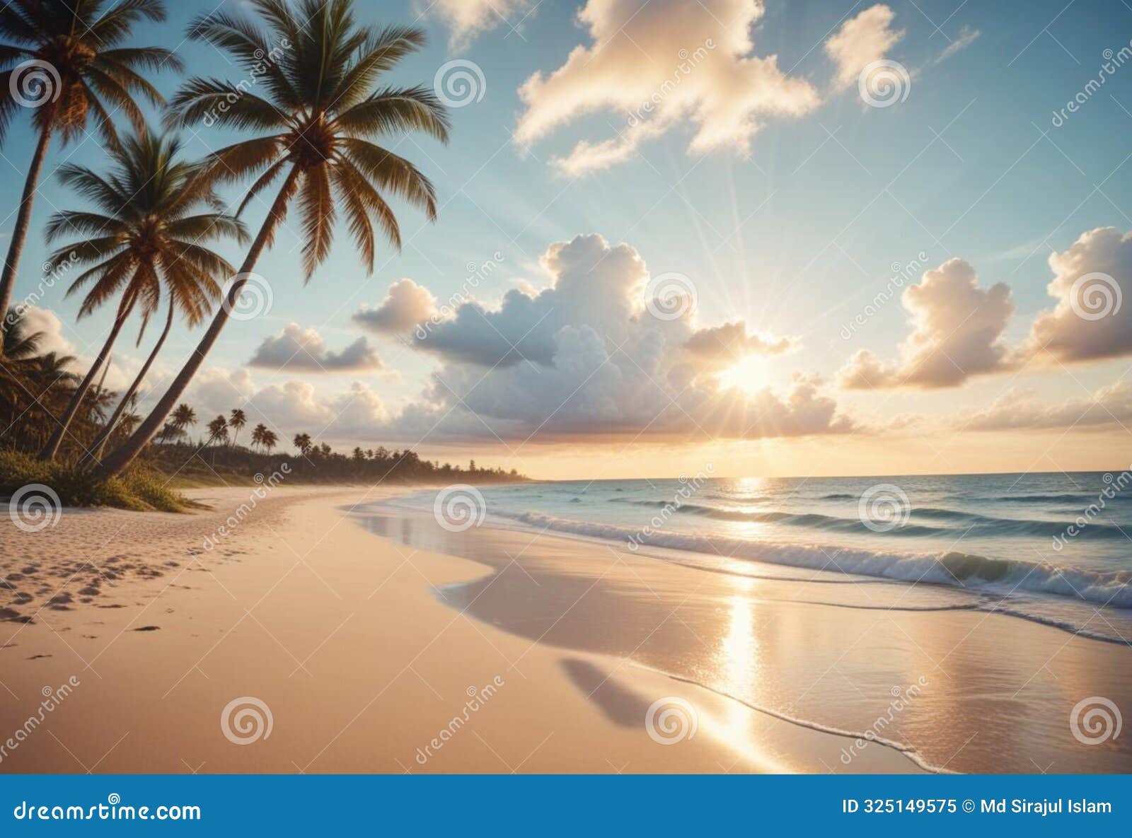 sunrise splendor on a palm beach: a visual symphony