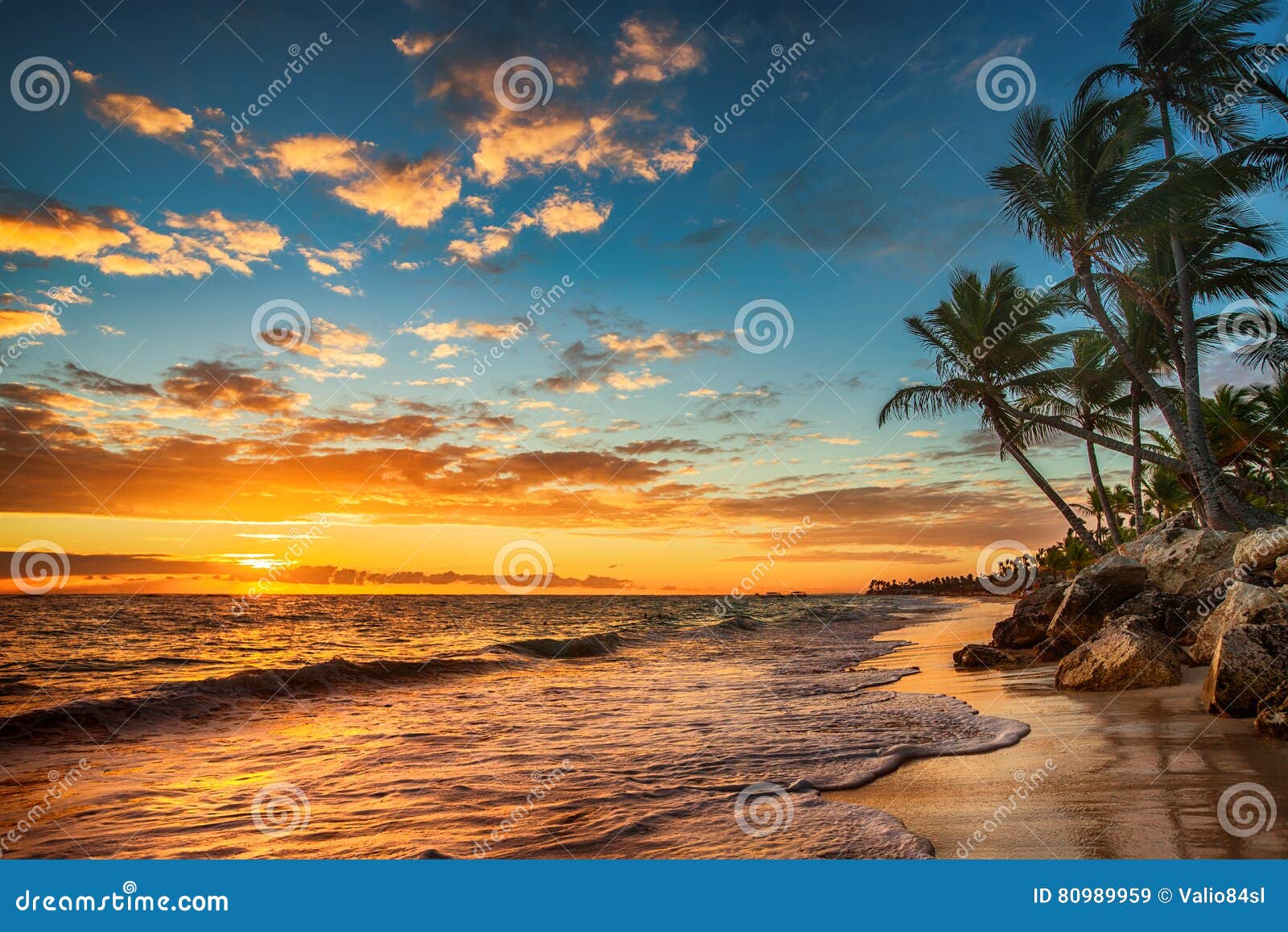 sunrise on a tropical island. landscape of paradise tropical isl