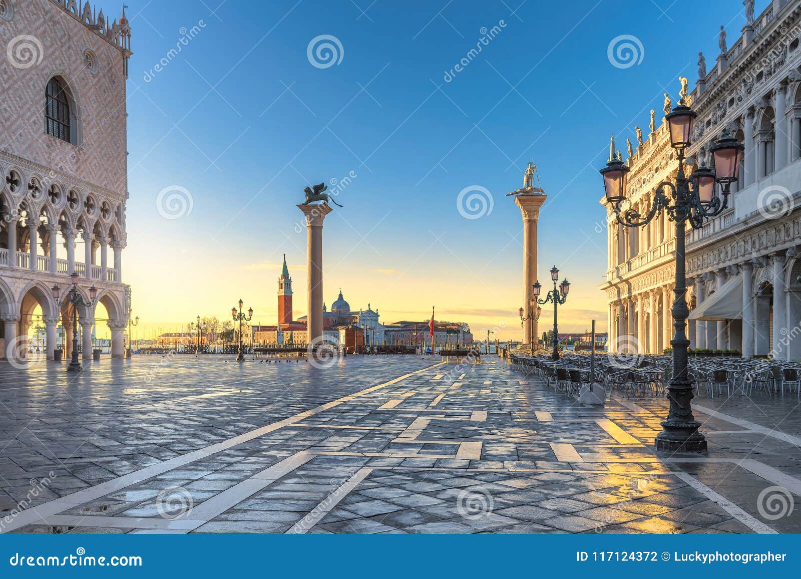 sunrise at venice, san marco square in venice, italy.