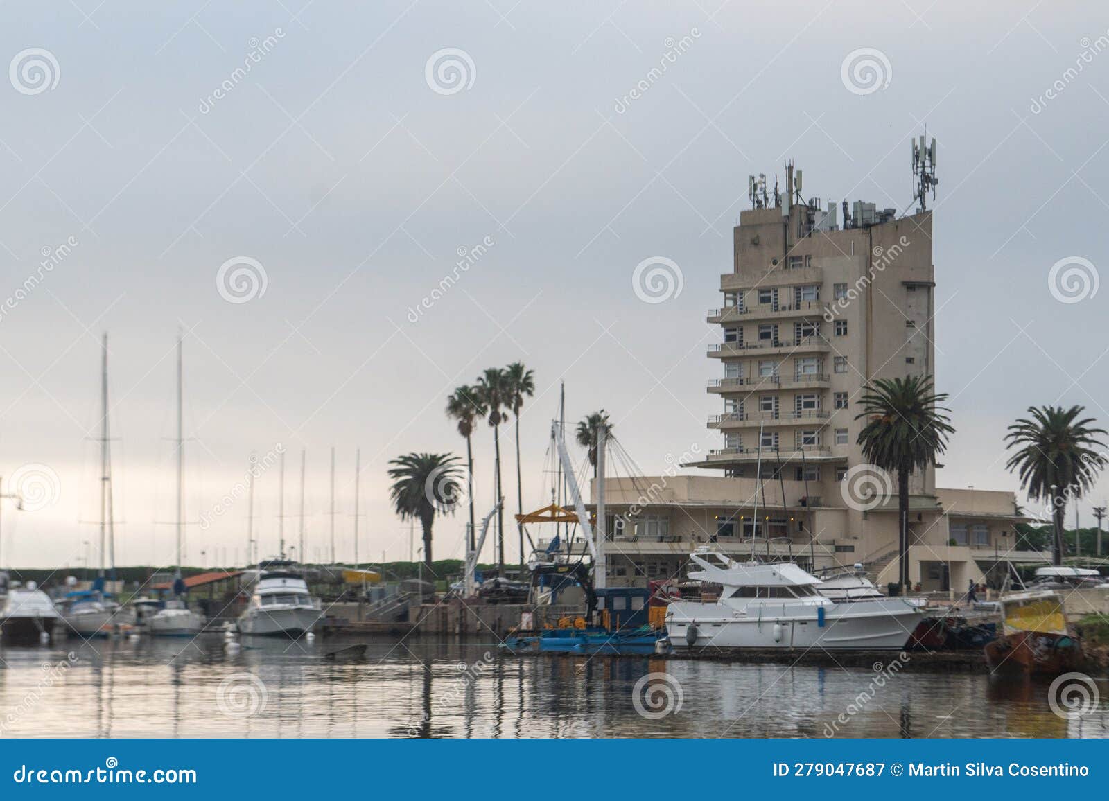 sunrise at the yatch club building in the puertito del buceo in the coastal rambla of montevideo capital of uruguay in 2023
