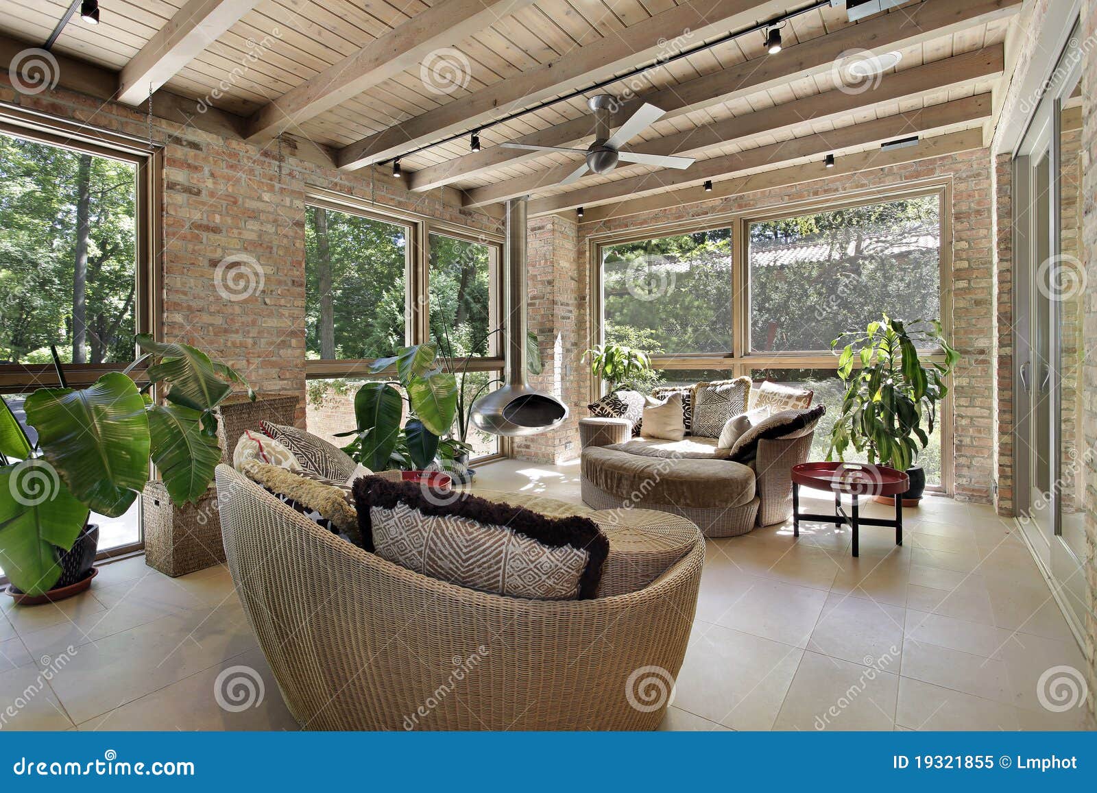 Sunroom With Wicker Furniture Stock Image Image Of Decorate