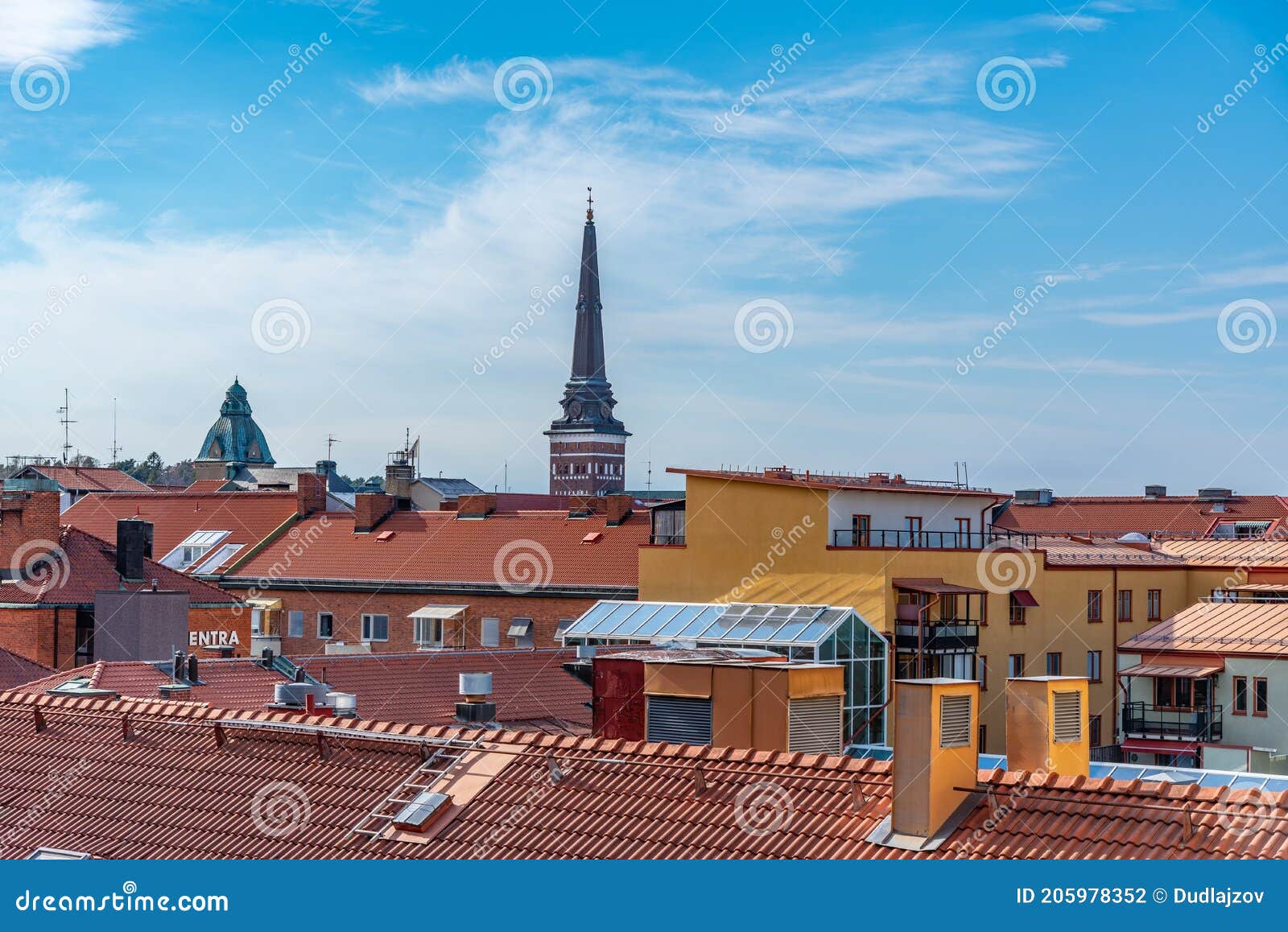Sunset Aerial View of Swedish Town Vasteras Stock Photo Image of