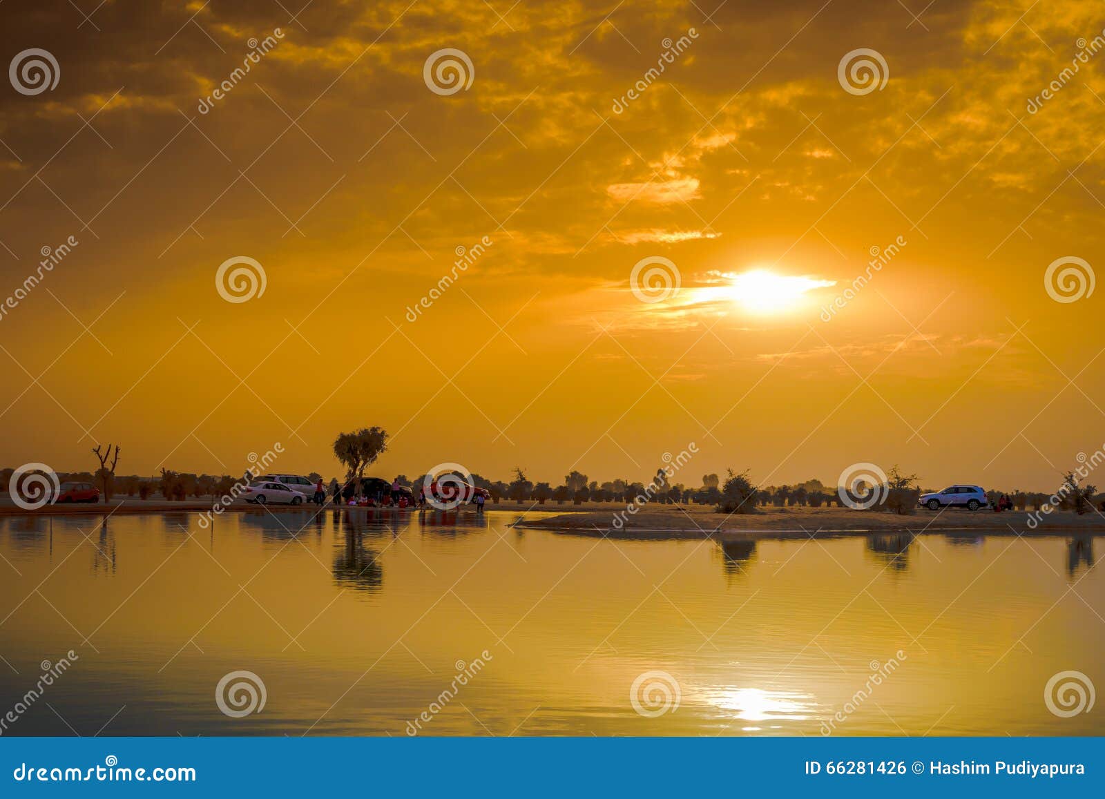 sunset at al qudra lake, dubai