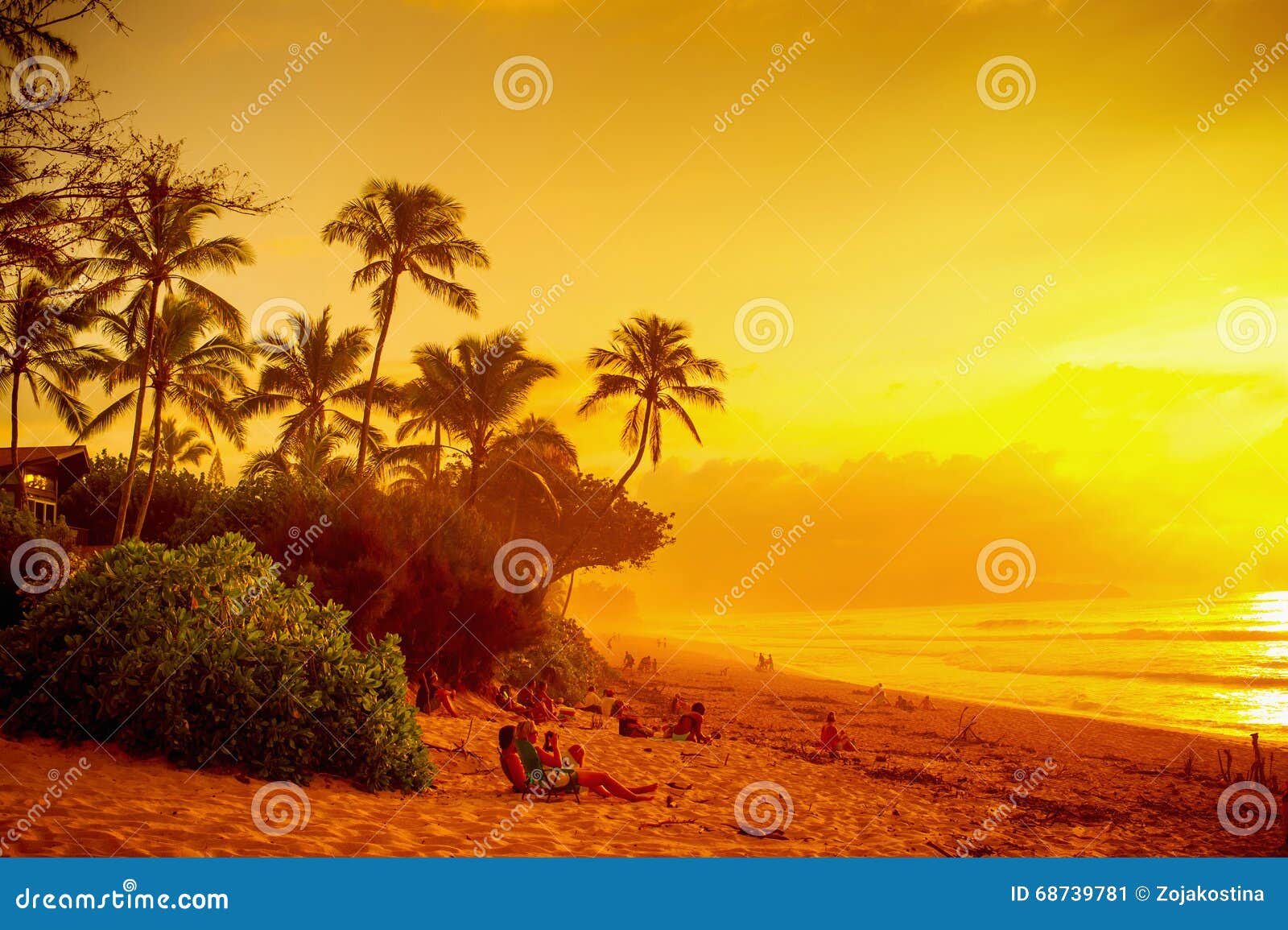 Sunset at Banzai Pipeline Beach Stock Image Image of landscape, ocean
