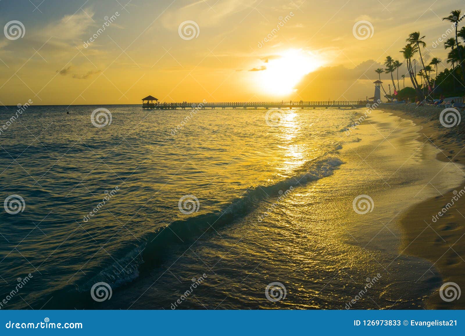 sunset at bayahibe beach in dominican republic