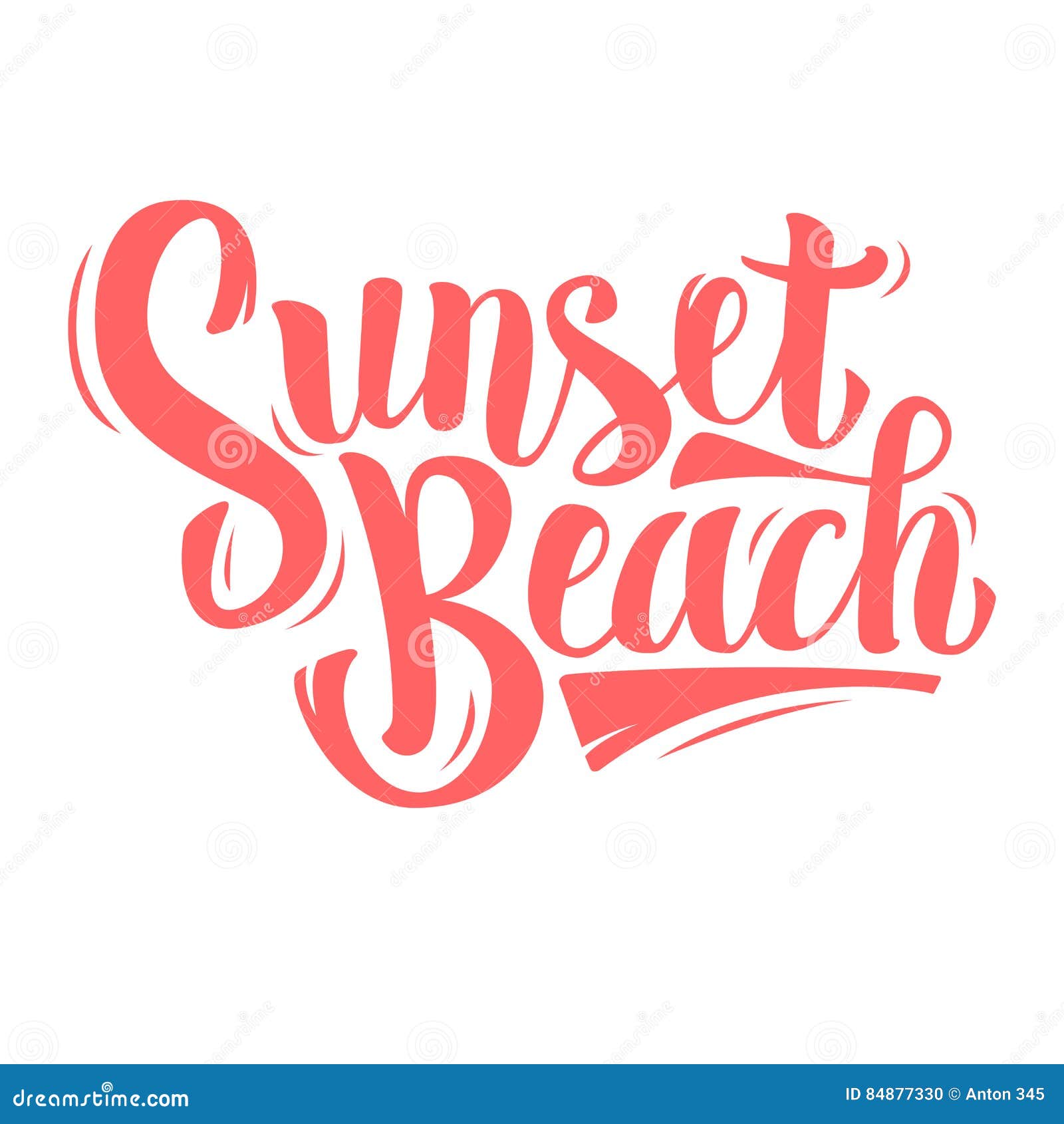 Sunset Beach Brush Script Lettering On A White Background