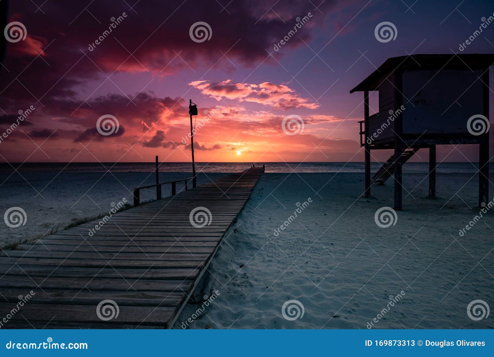 sunset at a beach in coche island, venezuela