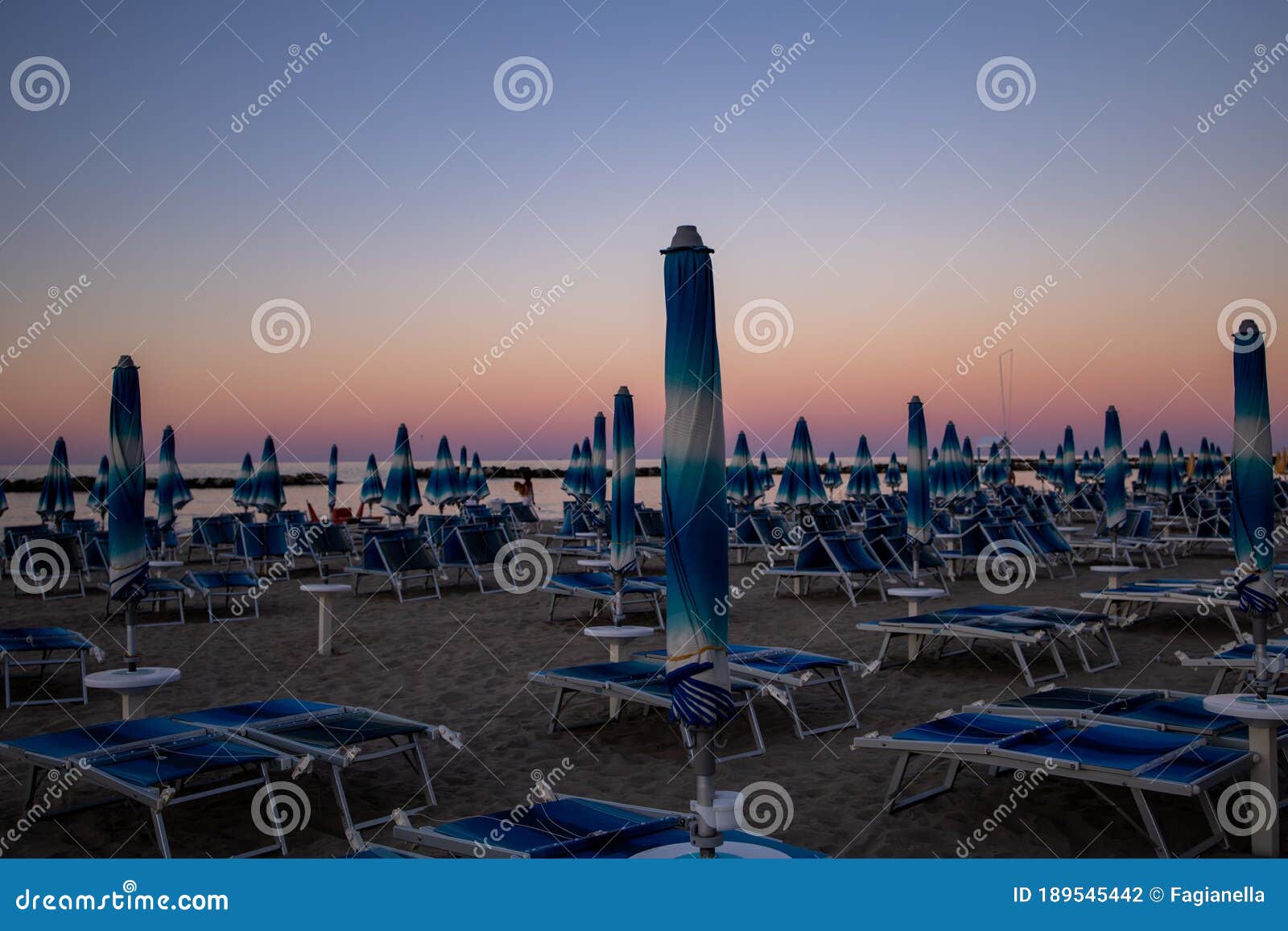 Sunset on the Beach, Italian Adriatic Coast Stock Photo - Image of ...