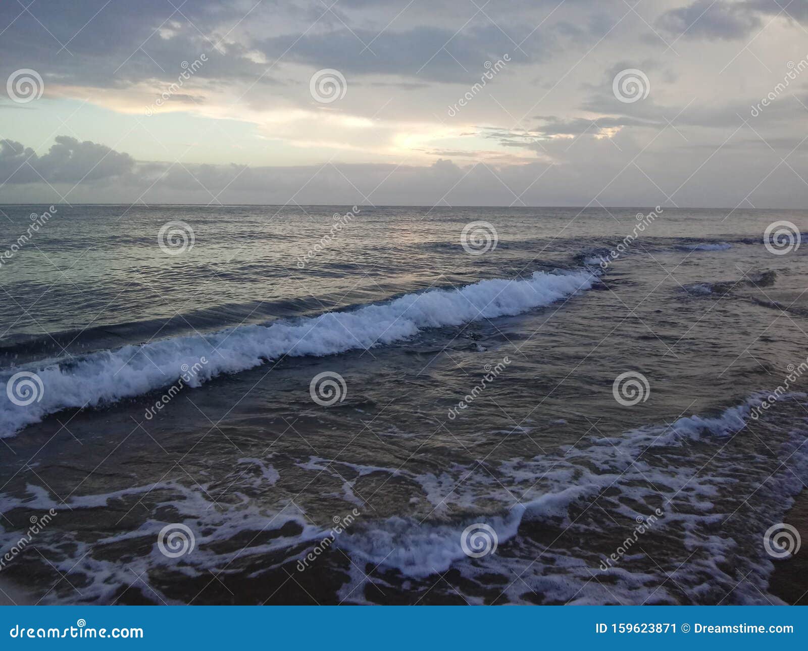 Sunset on Beach with Waves in Puerto Rico Stock Image Image of waves