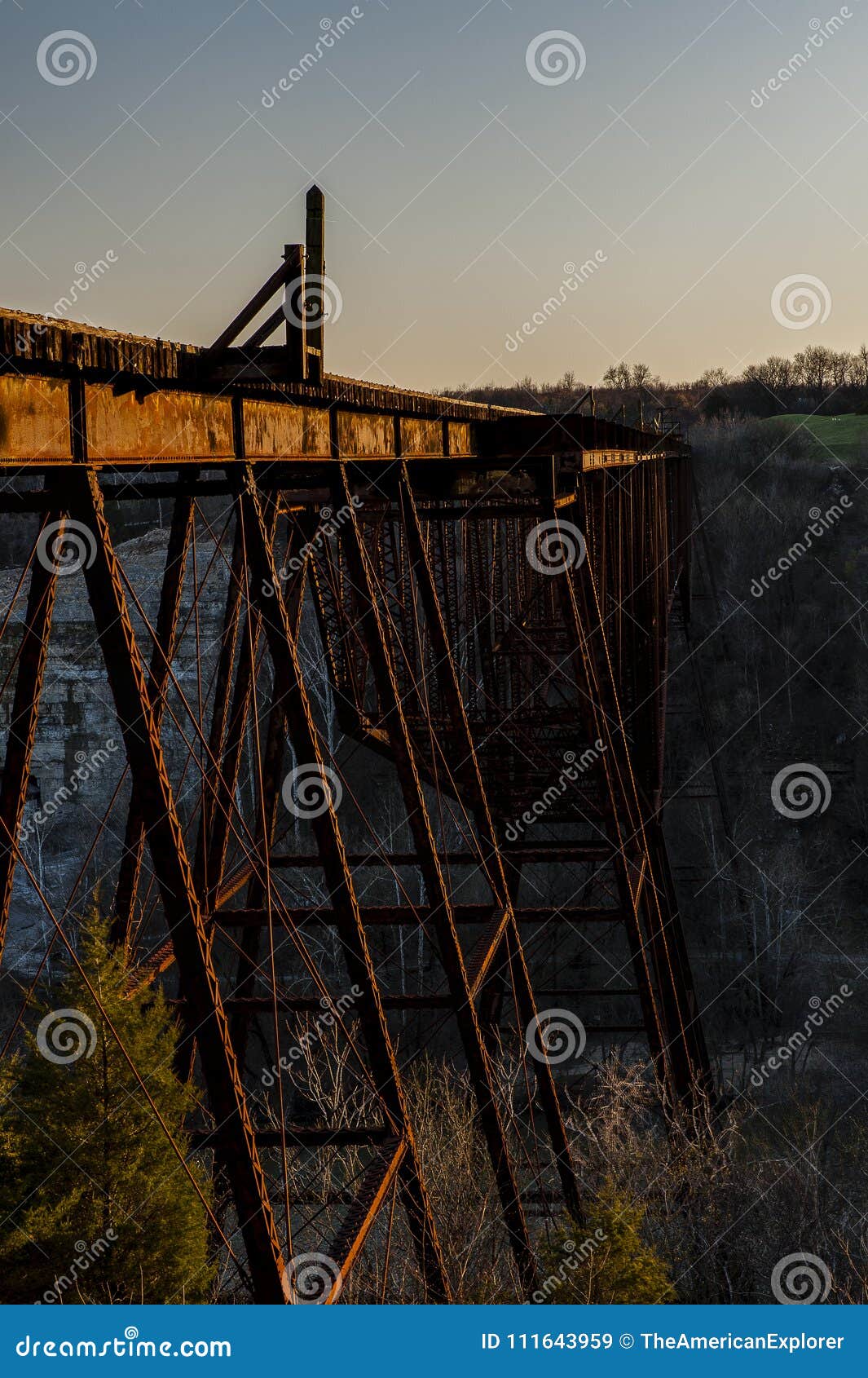sunset / blue hour - abandoned young`s high bridge - norfolk & western railroad - kentucky river - kentucky