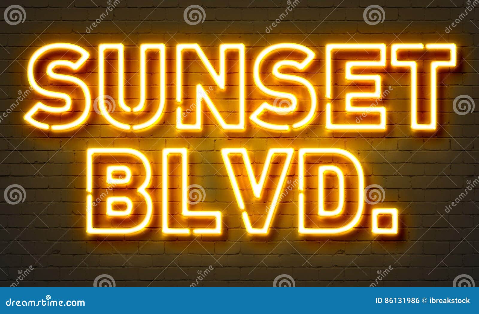 Sunset blvd neon sign stock illustration. Illustration of star - 86131986
