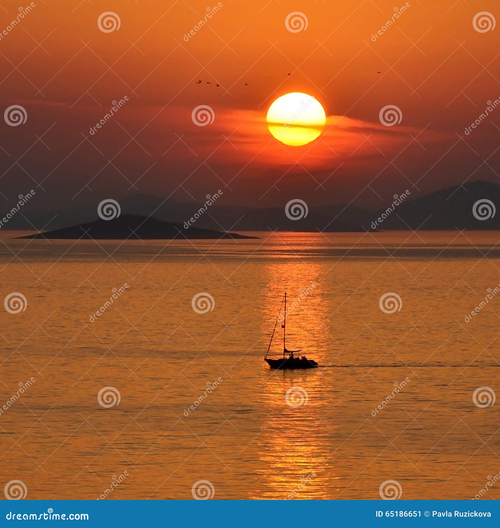 sunset with a boat