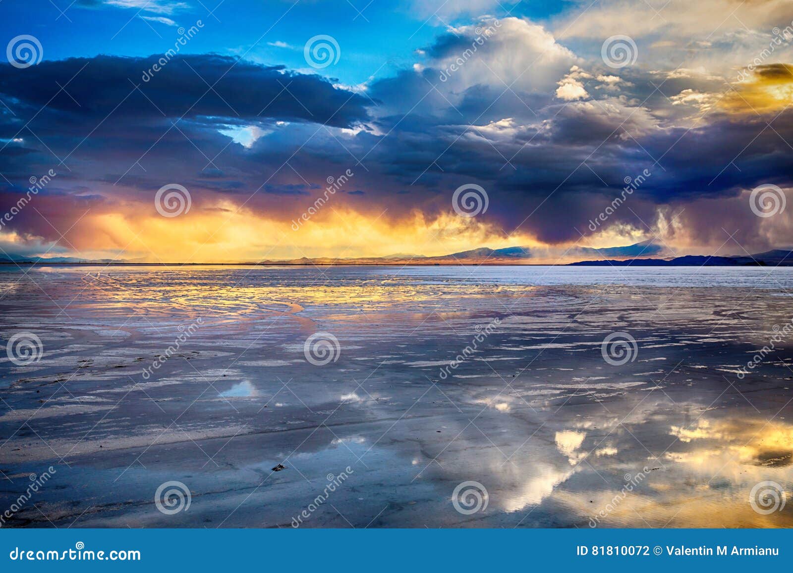 sunset in bonneville salt flats