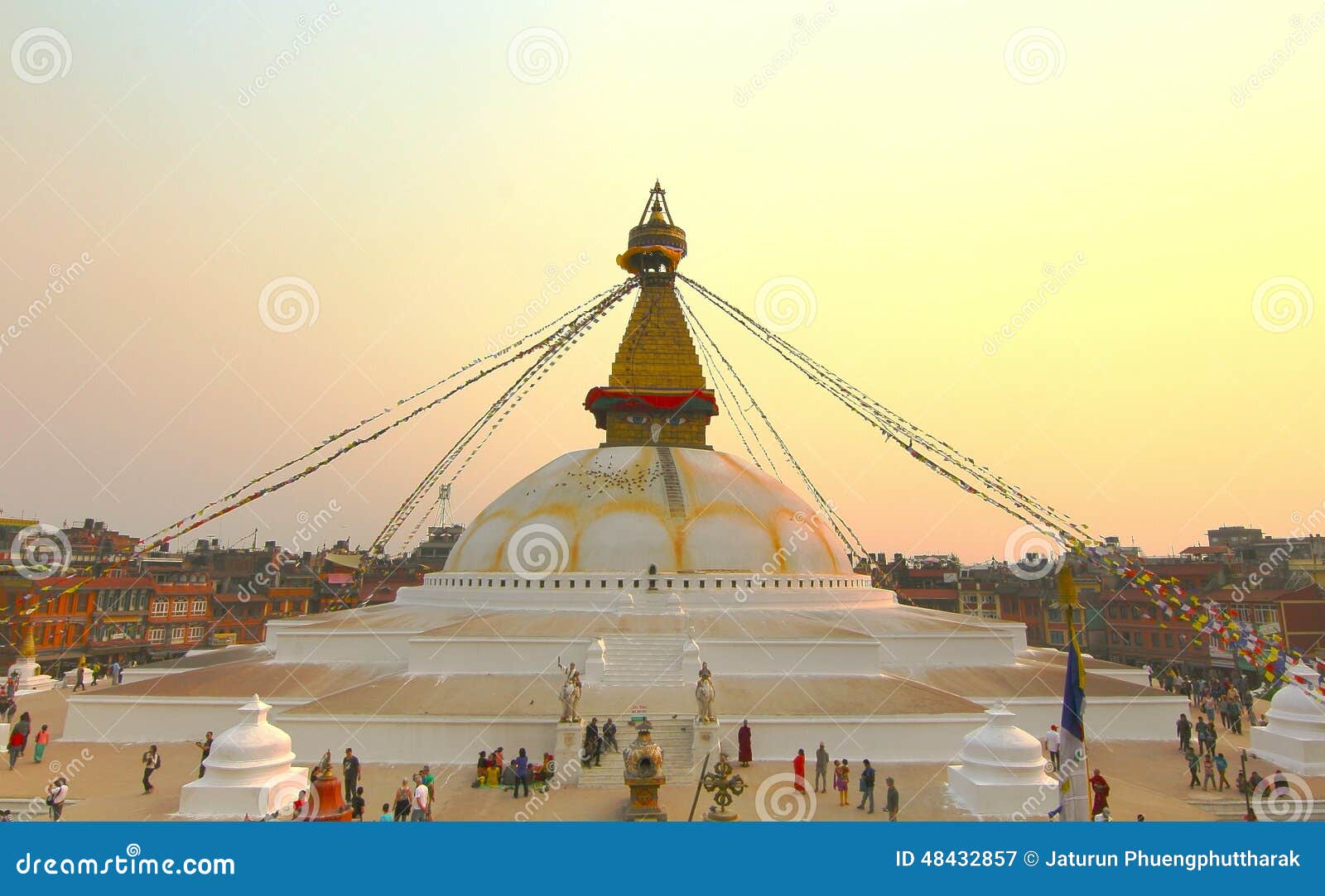 Sunset at the Boudhanath Stupa Kathmandu Nepal Editorial Photography