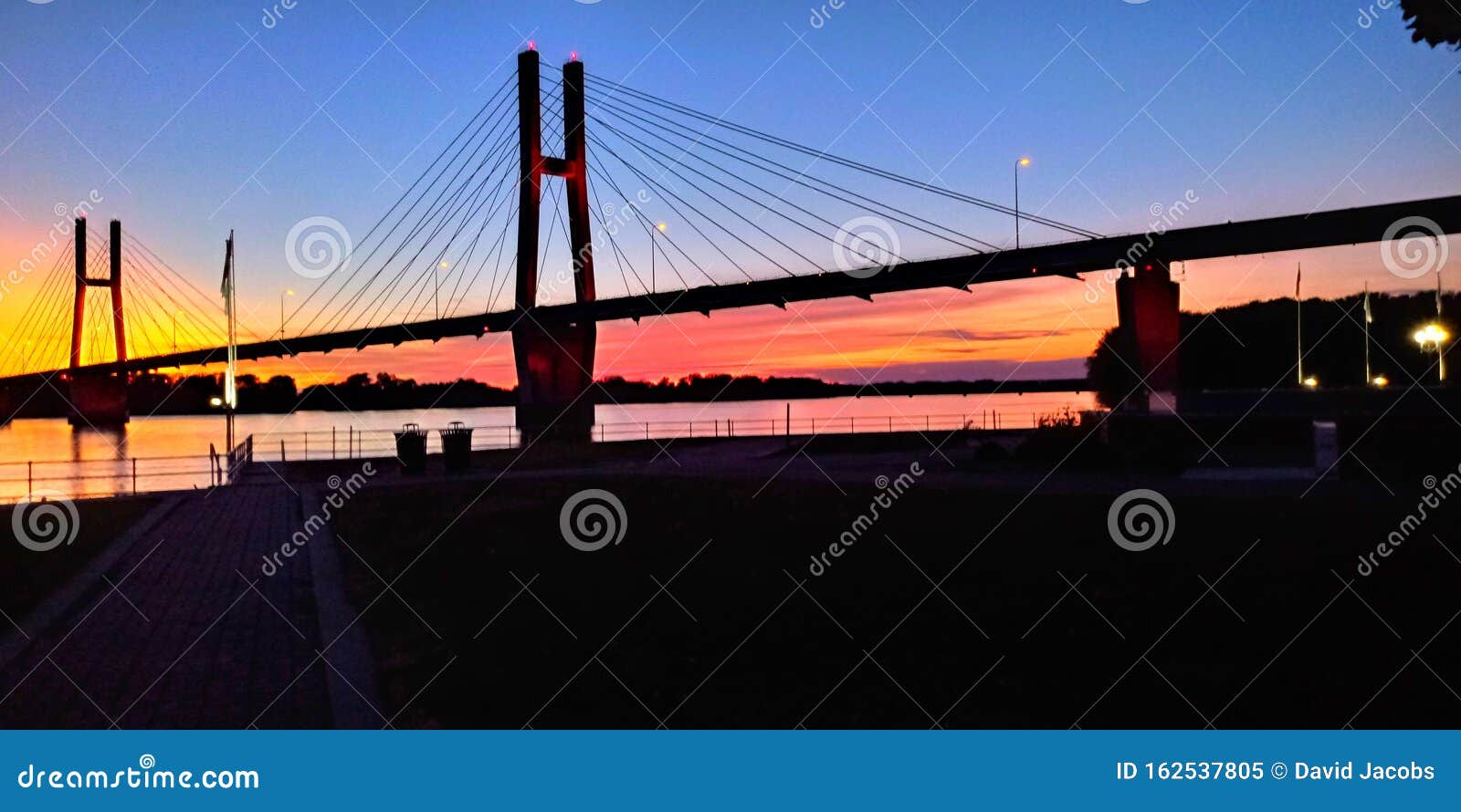 Sunset Bridge Quincy Illinois Bellissimo Immagine Stock Immagine di