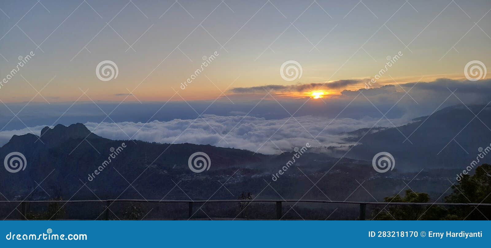 sunset, clouds and mountain in wolobobo, bajawa, flores, nusa tenngara timur
