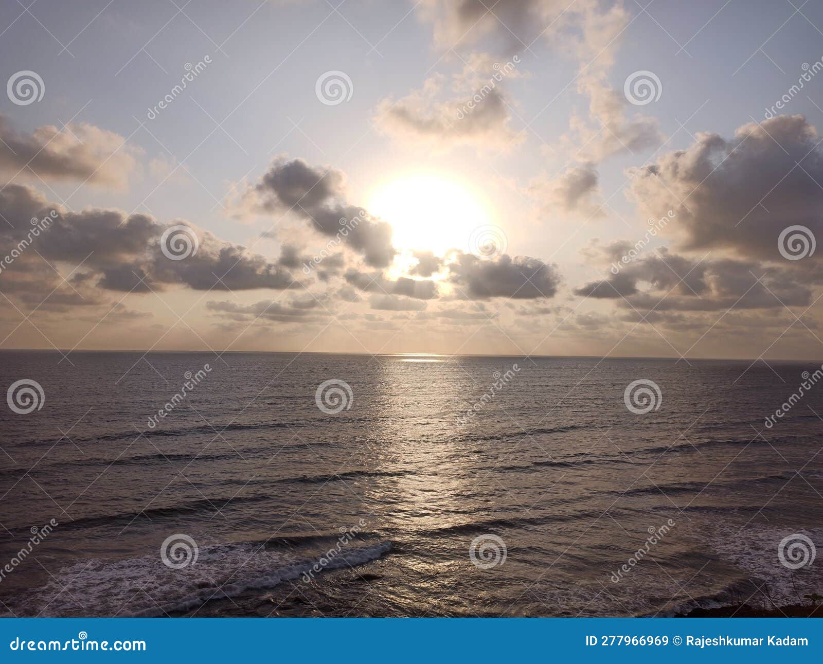 Sunset in Cloudy Day from Sea Beach Stock Image Image of shore, ocean 277966969