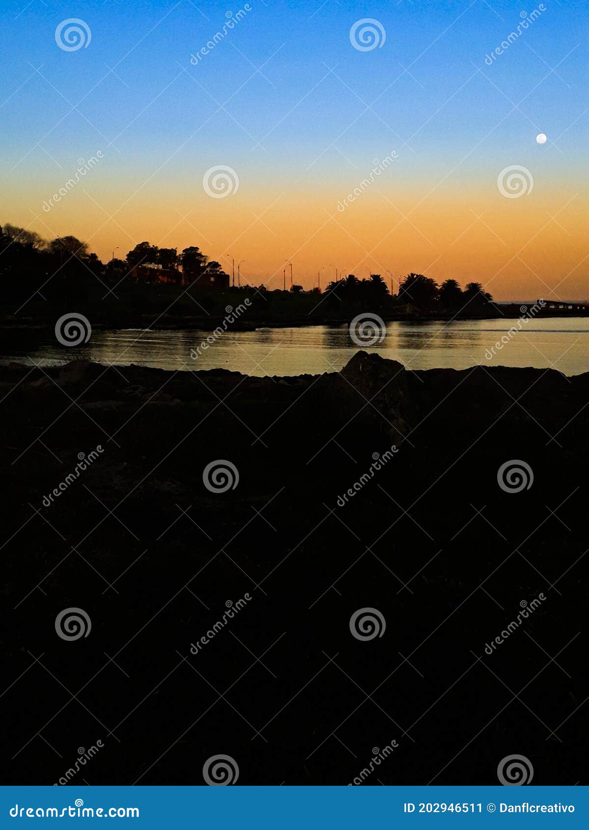 sunset coastal scene buceo port, montevideo uruguay