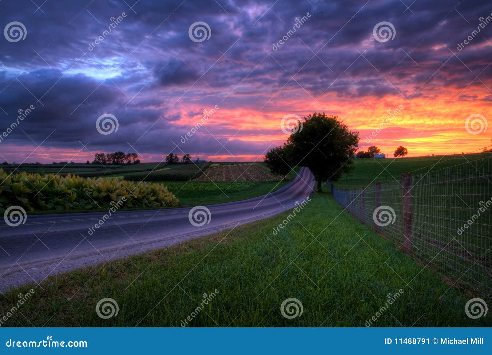 sunset on a country road