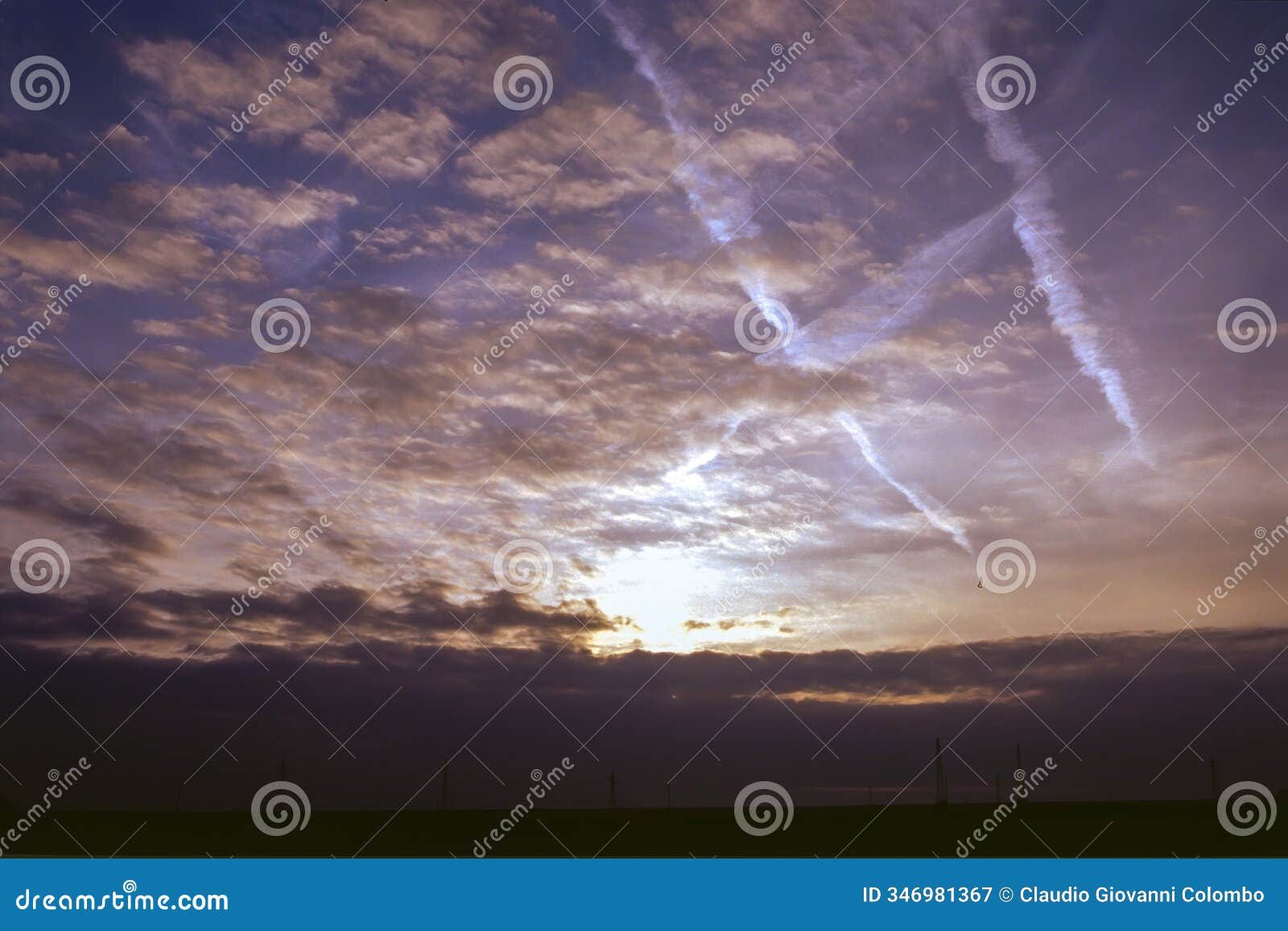 sunset at creney, near troyes, at summer