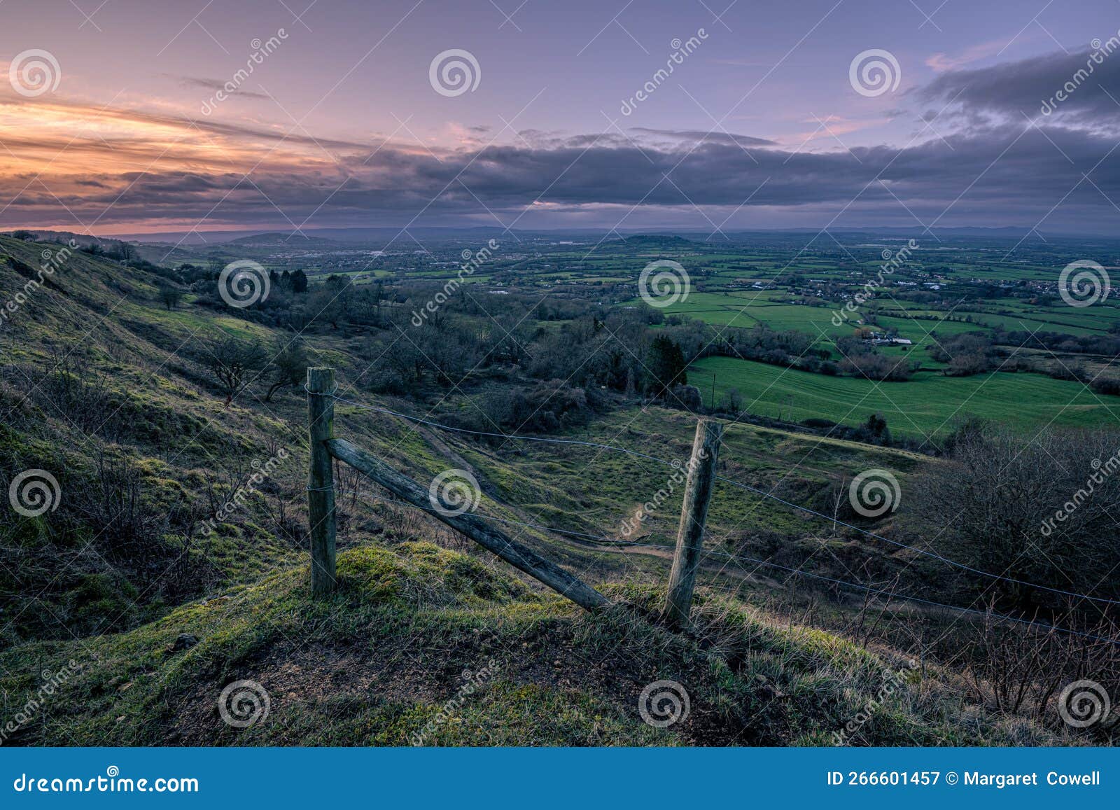 sunset at crickley hill in winter