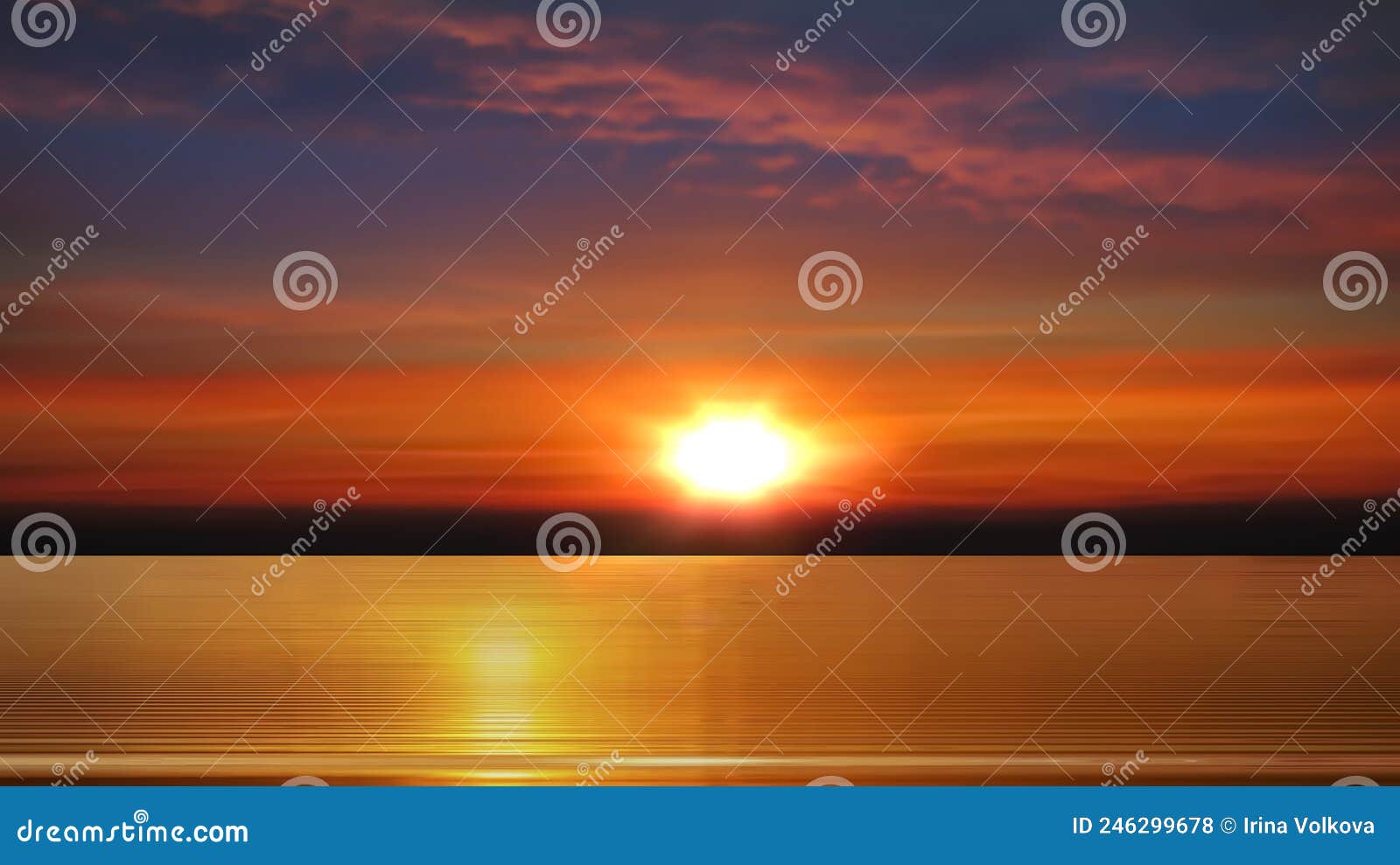 sunset dramatic clouds  on sky pink orange yellow blue reflection on sea water  natire landscape