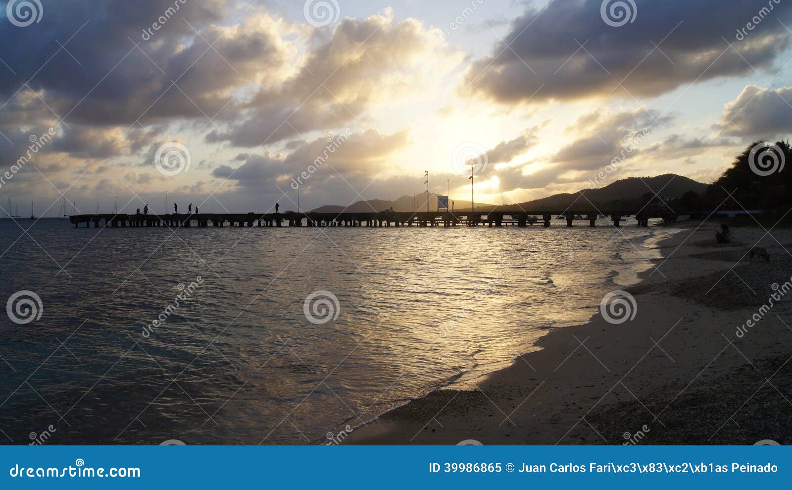 Sunset on the Esperanza Beach, Vieques, Puerto Ric Stock Image Image