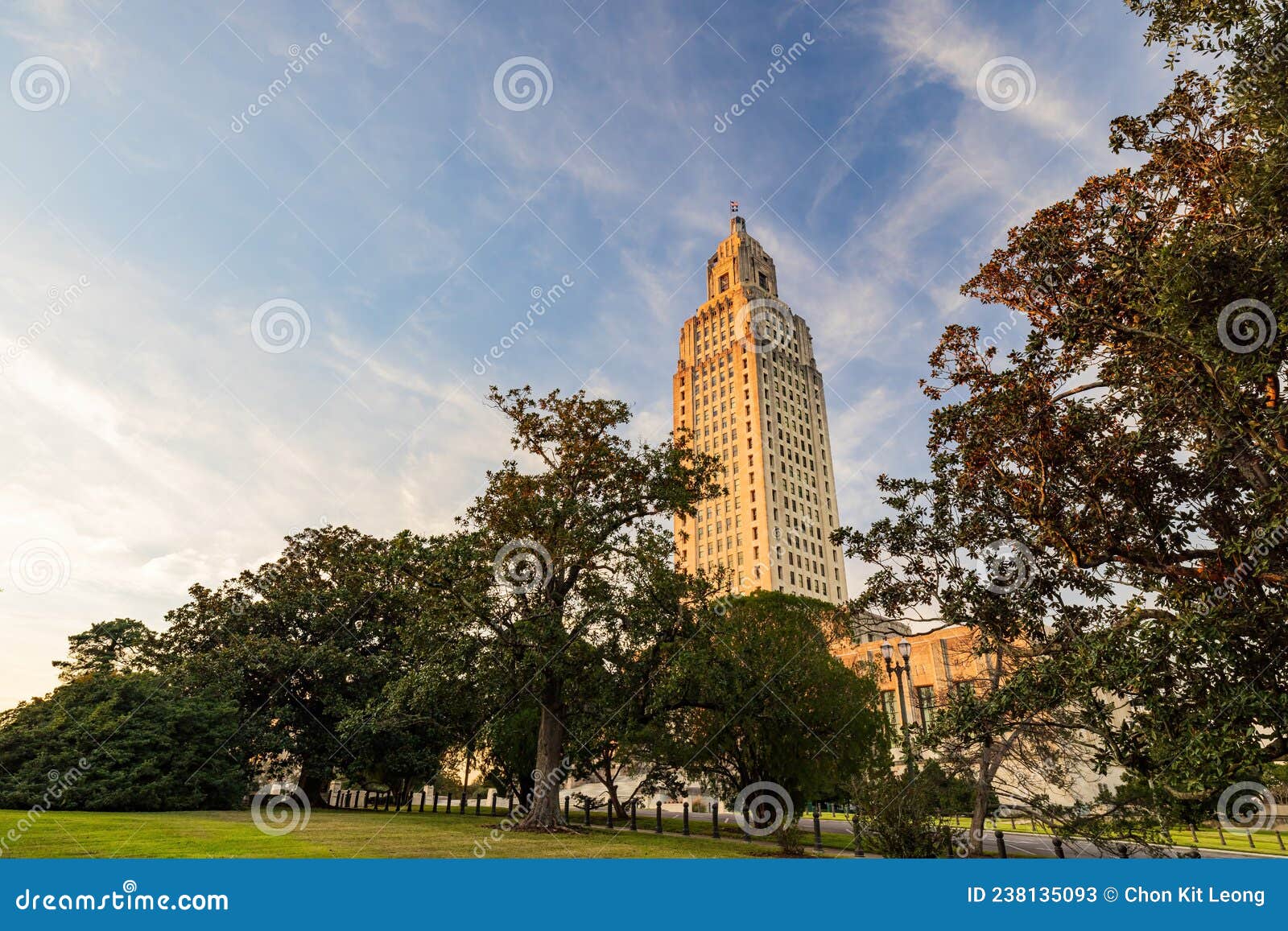 Sunset Exterior View of the Louisiana State Capitol Stock Image Image