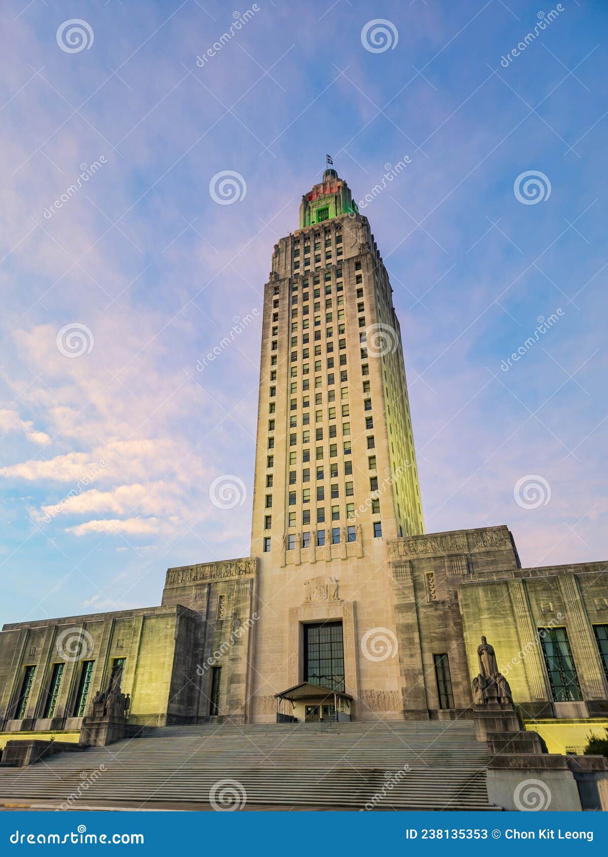 Sunset Exterior View of the Louisiana State Capitol Stock Image Image