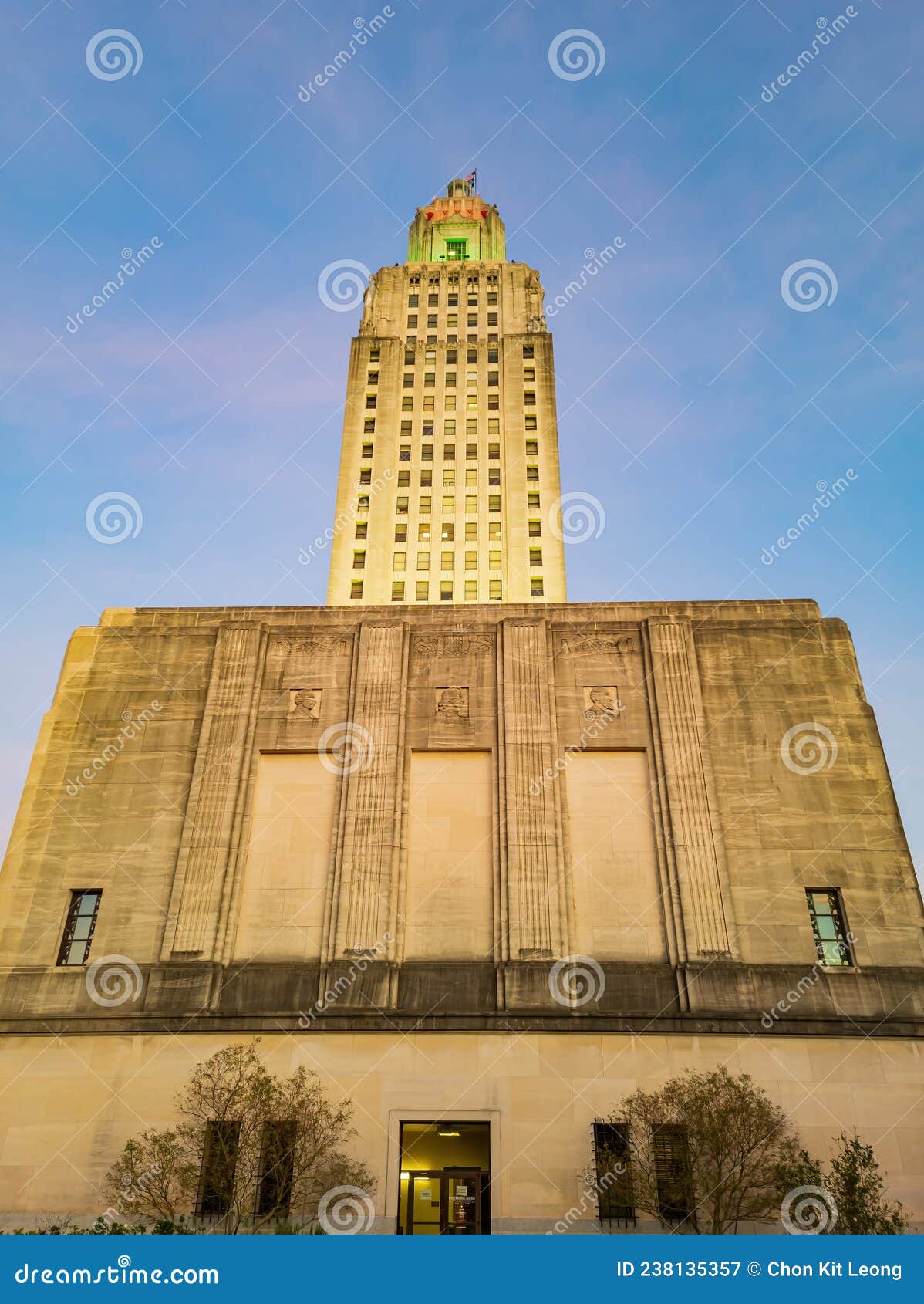 Sunset Exterior View of the Louisiana State Capitol Stock Image Image