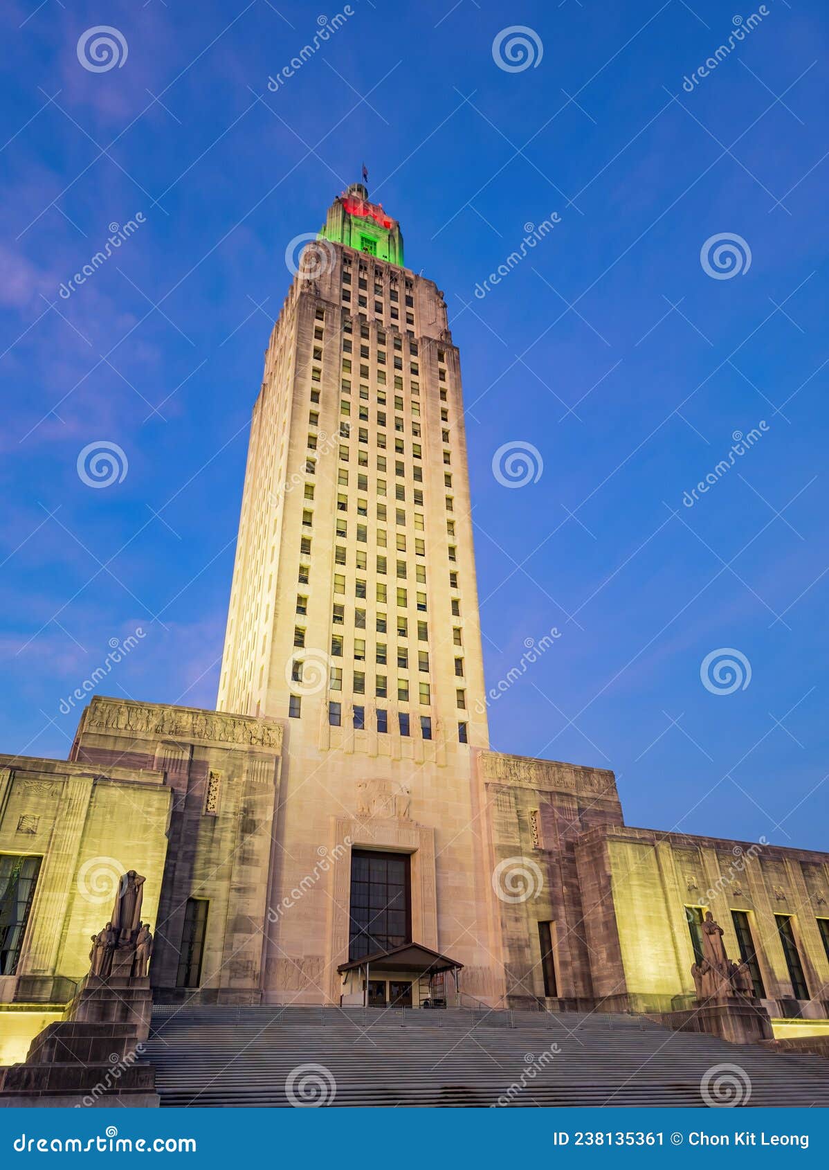 Sunset Exterior View of the Louisiana State Capitol Stock Image Image