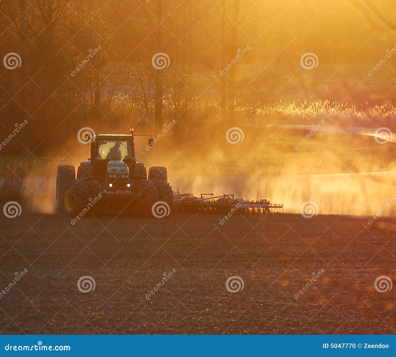 Sunset farming stock photo. Image of arable, damm, tractor 5047770