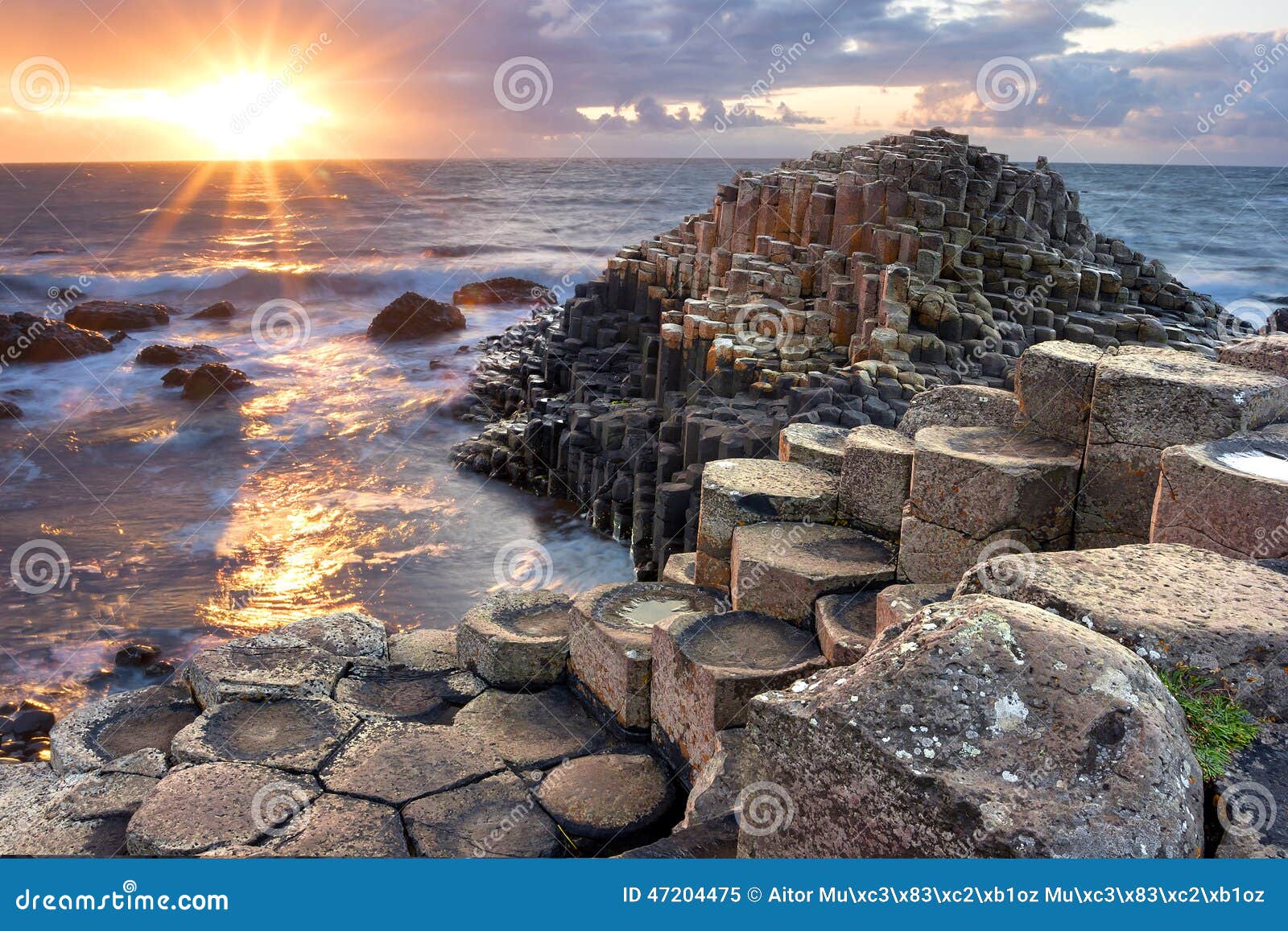 sunset at giant s causeway