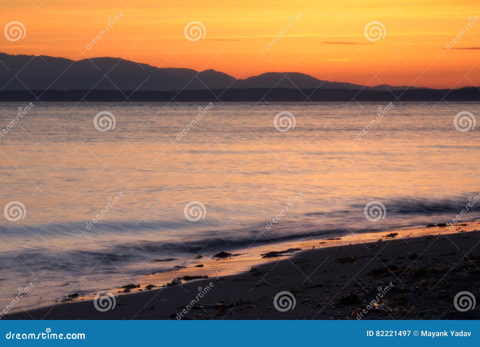 Sunset At The Golden Gardens Beach Seattle Washington Us Stock