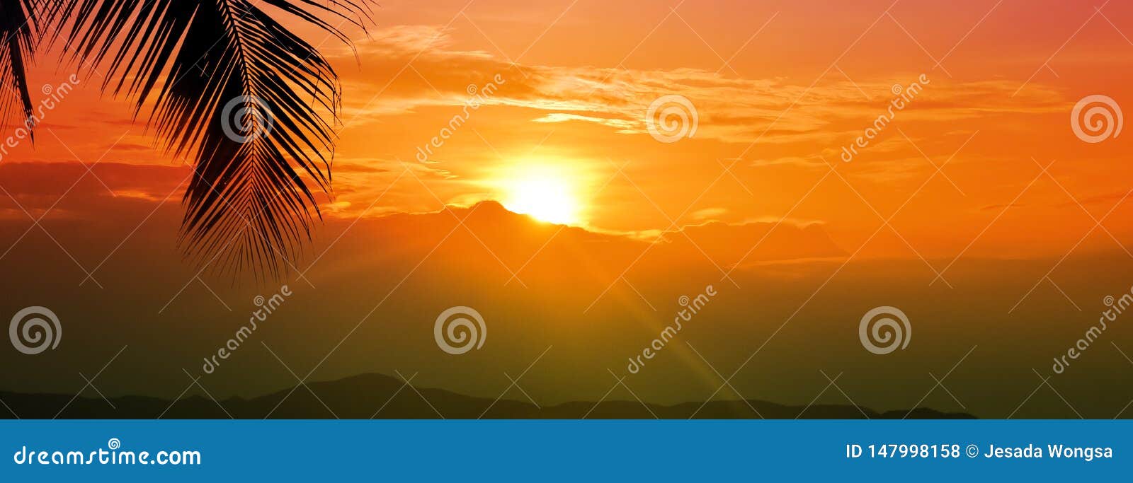 Sunset Golden Hour Sky with Sun Over Mountain and Palm Leaf for Summer Vacation Wide Banner Background Stock Photo - Image of ocean, silhouette: 147998158 Sunset Golden Hour Sky with Sun Over Mountain and Palm Leaf for Summer Vacation Wide Banner Background Stock Photo - Image of ocean, silhouette: 147998158