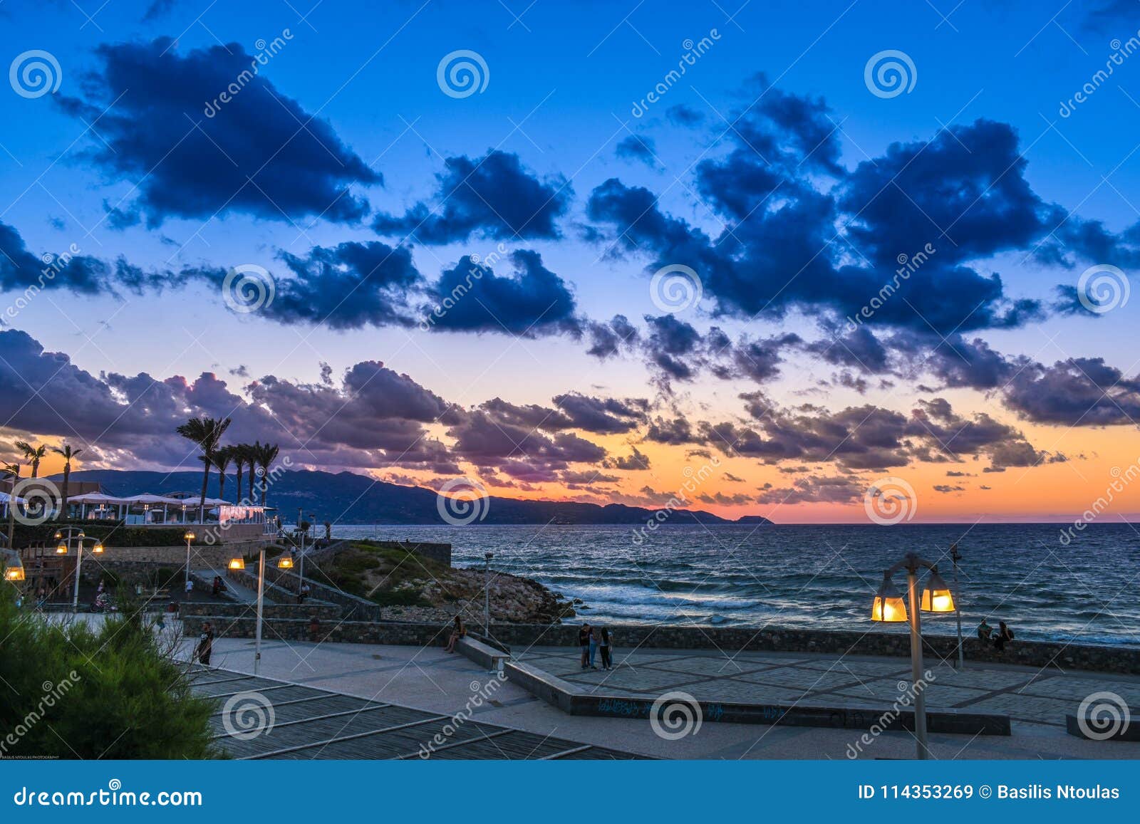 sunset in heraklion crete greece