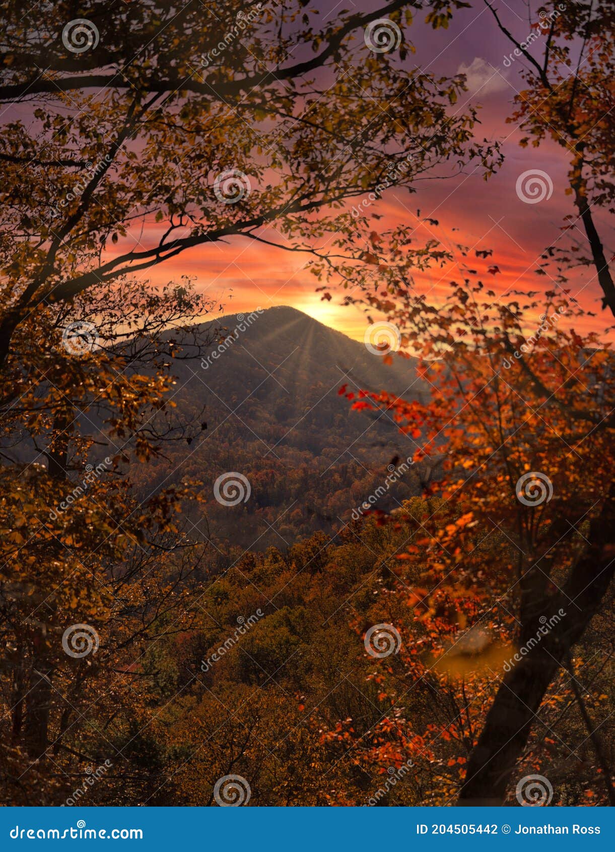 sunset in the hills of the smokies