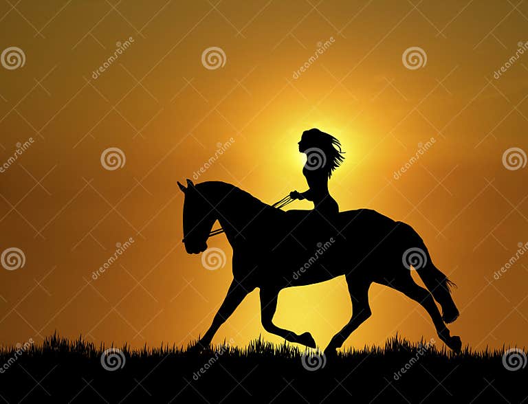 Sunset Horse Ride 1 stock illustration. Illustration of ranger 5269522