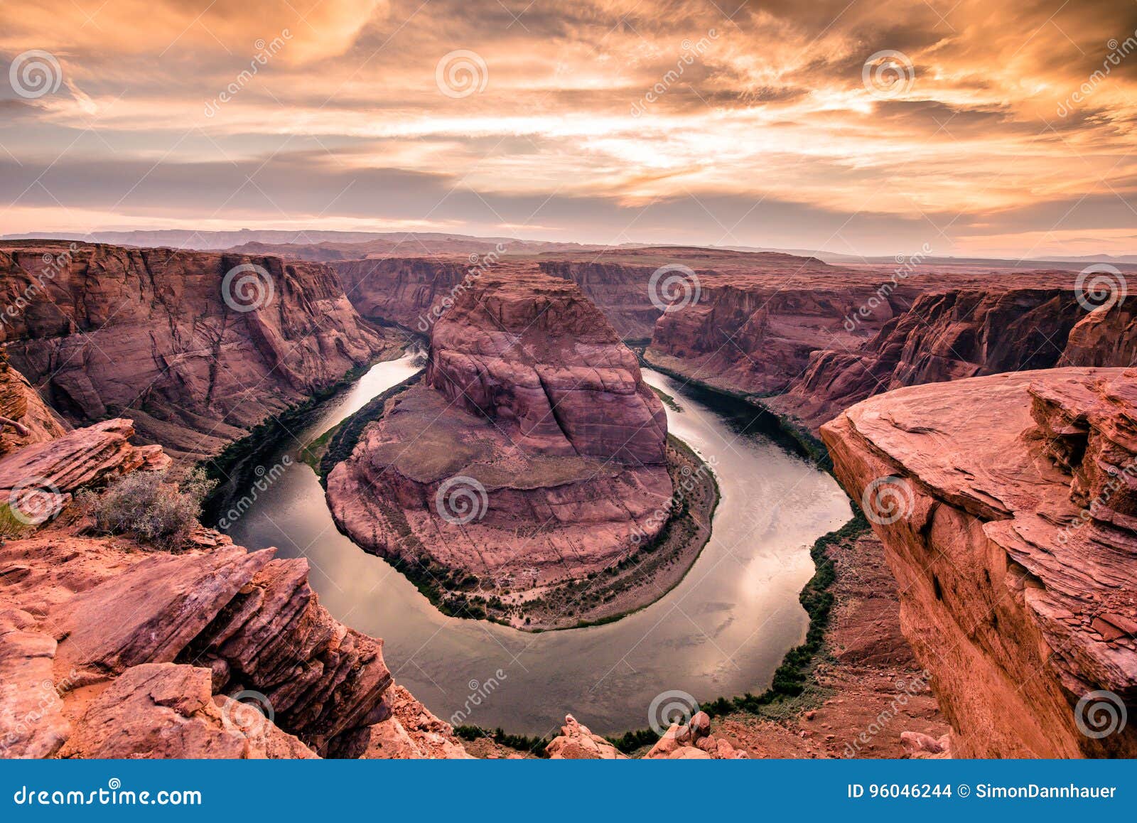 Sunset At Horseshoe Bend Grand Canyon With Colorado River
