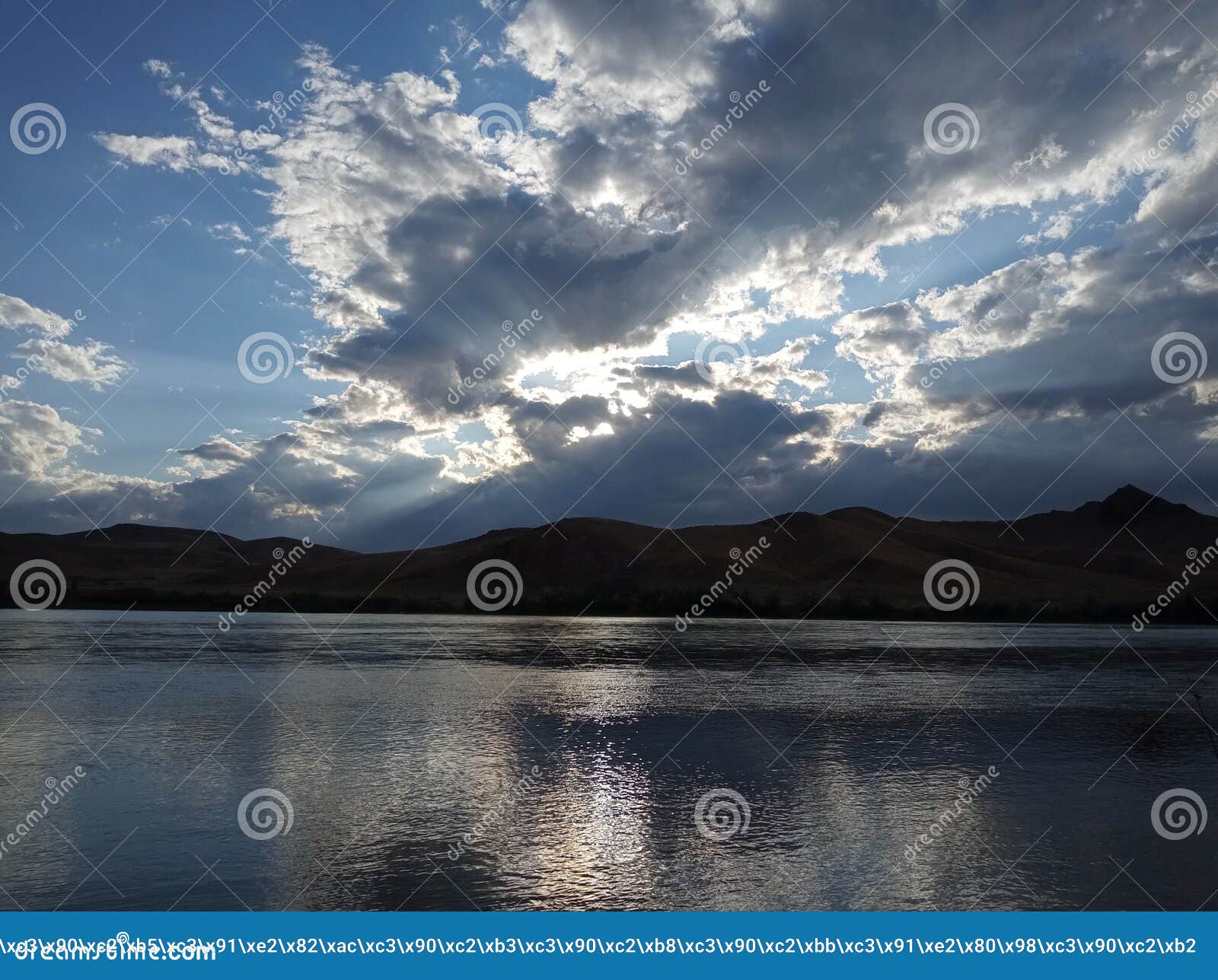 sunset on the ili river, kazakhstan