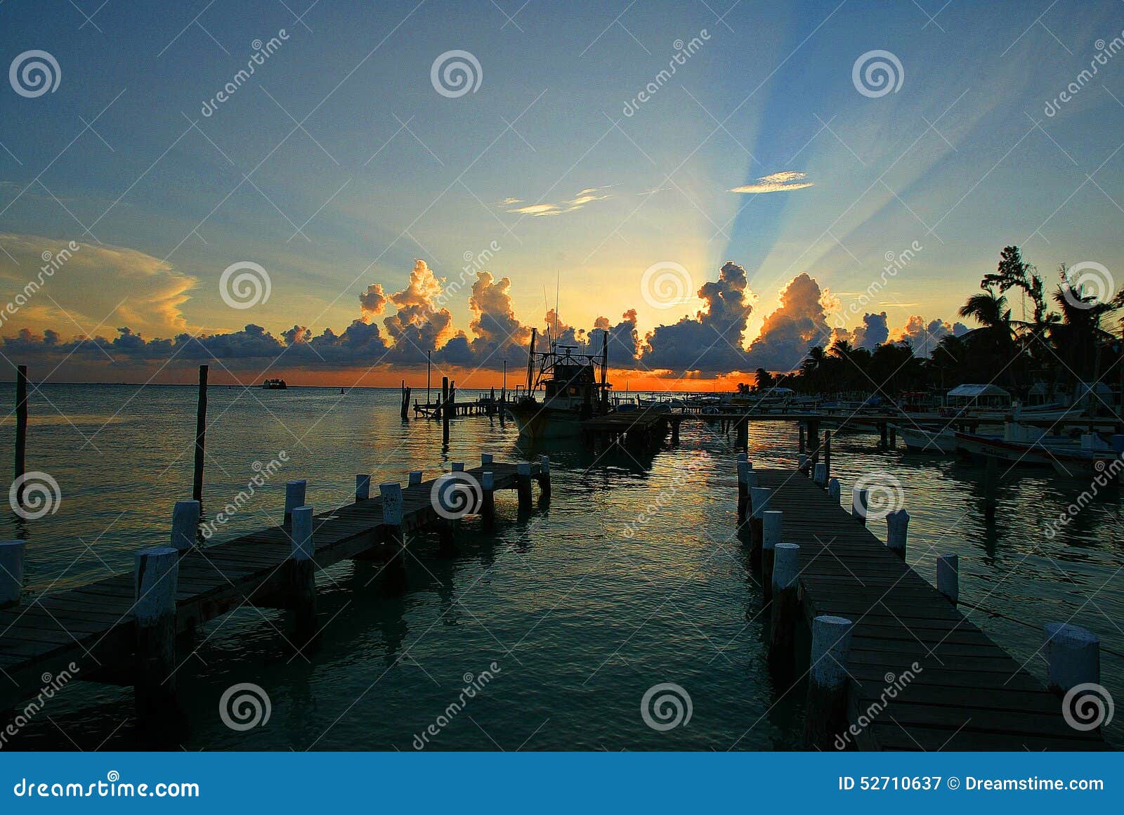 sunset on isla mujeres (women island) of mexico