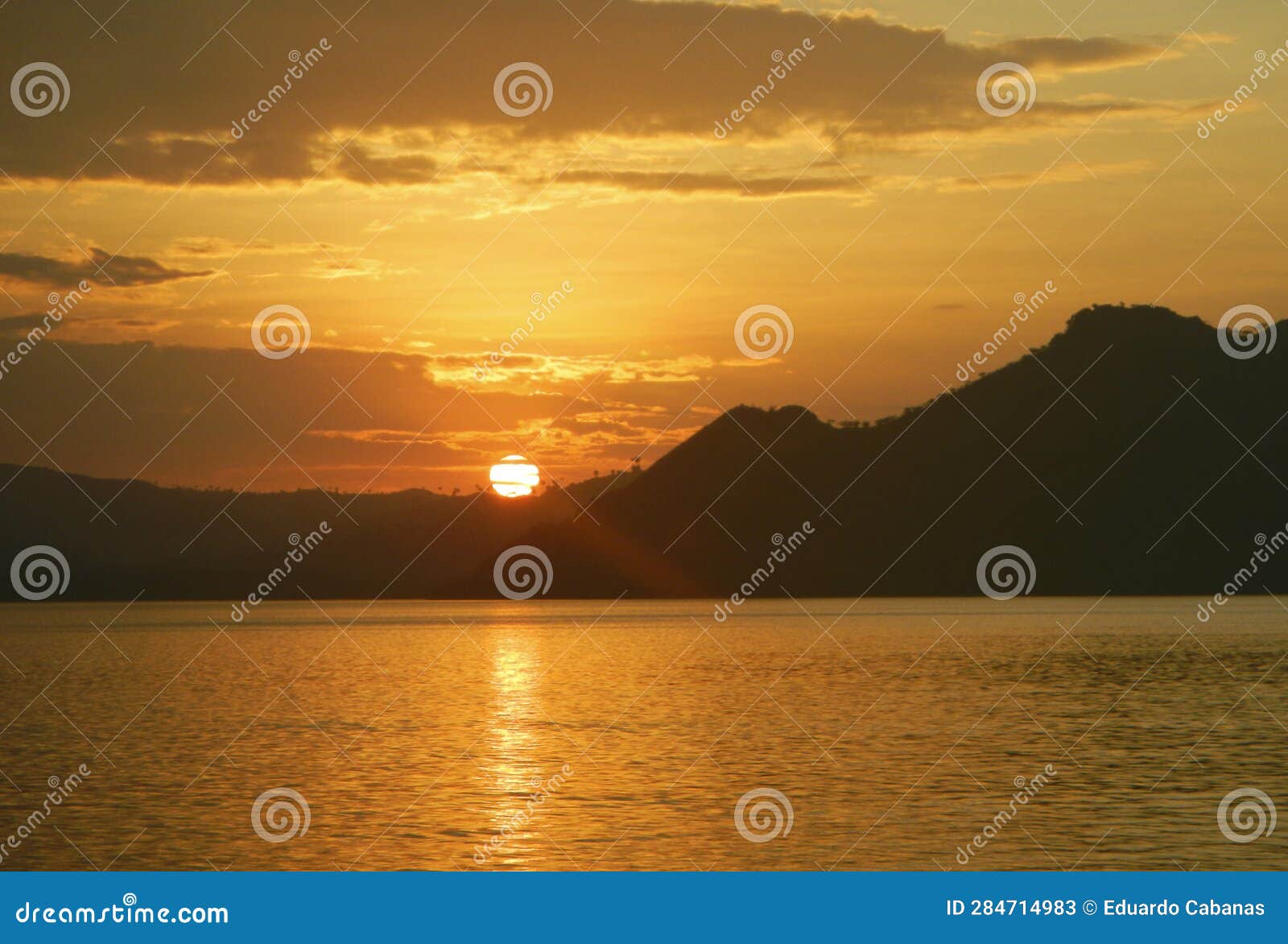 Sunset on the Island of Komodo, Indonesia Stock Image Image of