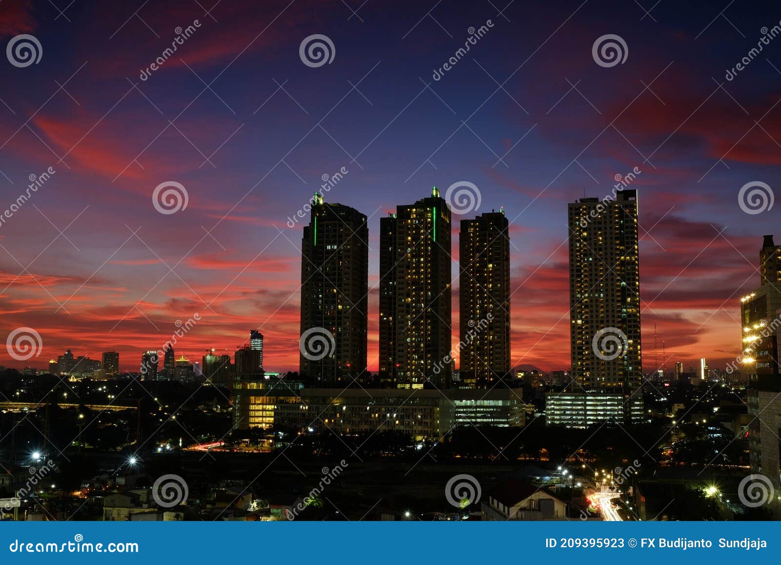 Sunset in Jakarta stock image. Image of sunset, jakarta 209395923