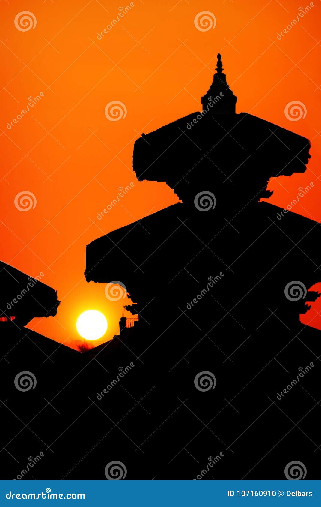 Sunset in Kathmandu on the Durbar Square. Nepal. Stock Photo ...