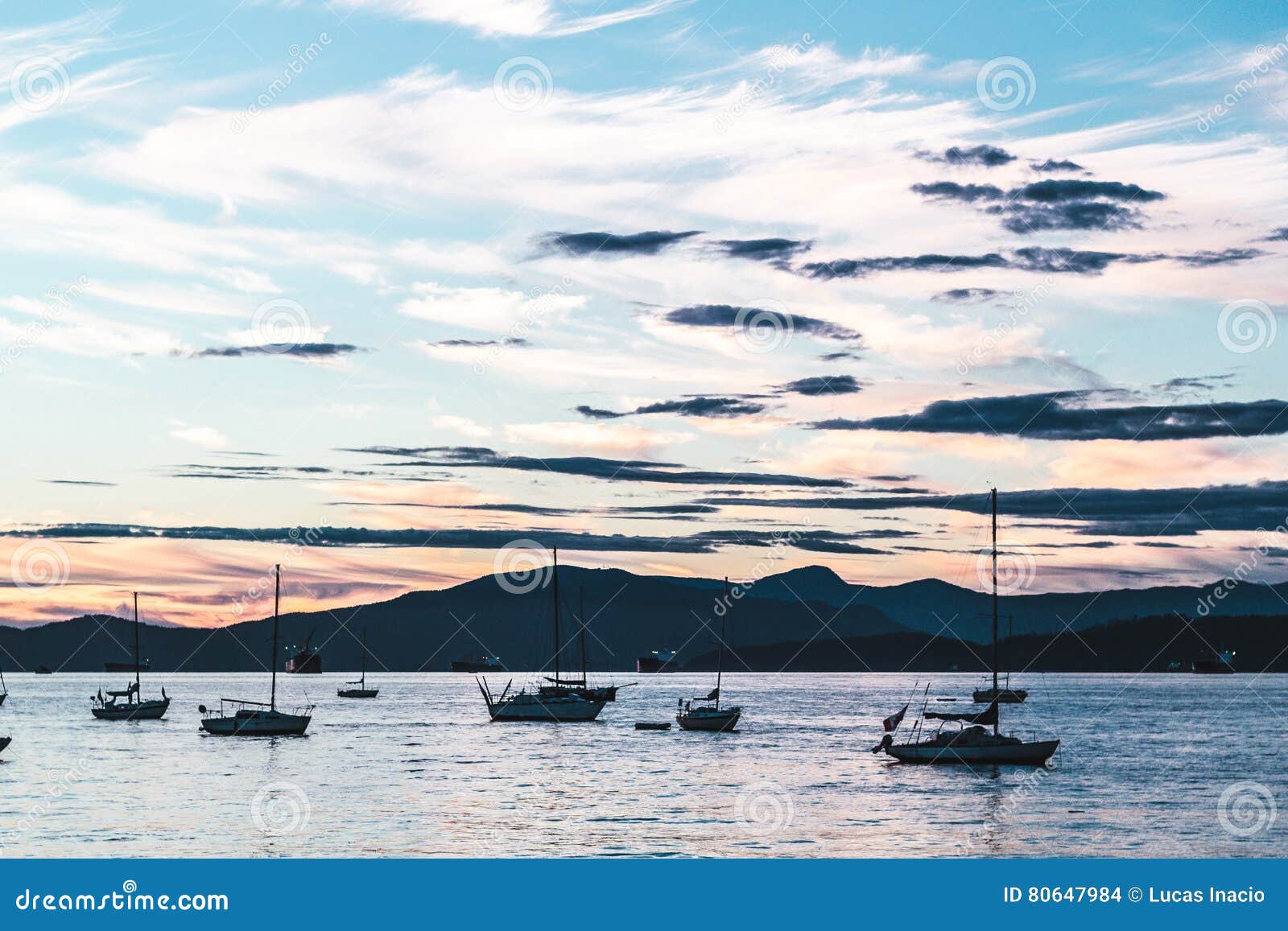 Sunset at Kitsilano Beach in Vancouver, Canada Stock Photo Image of
