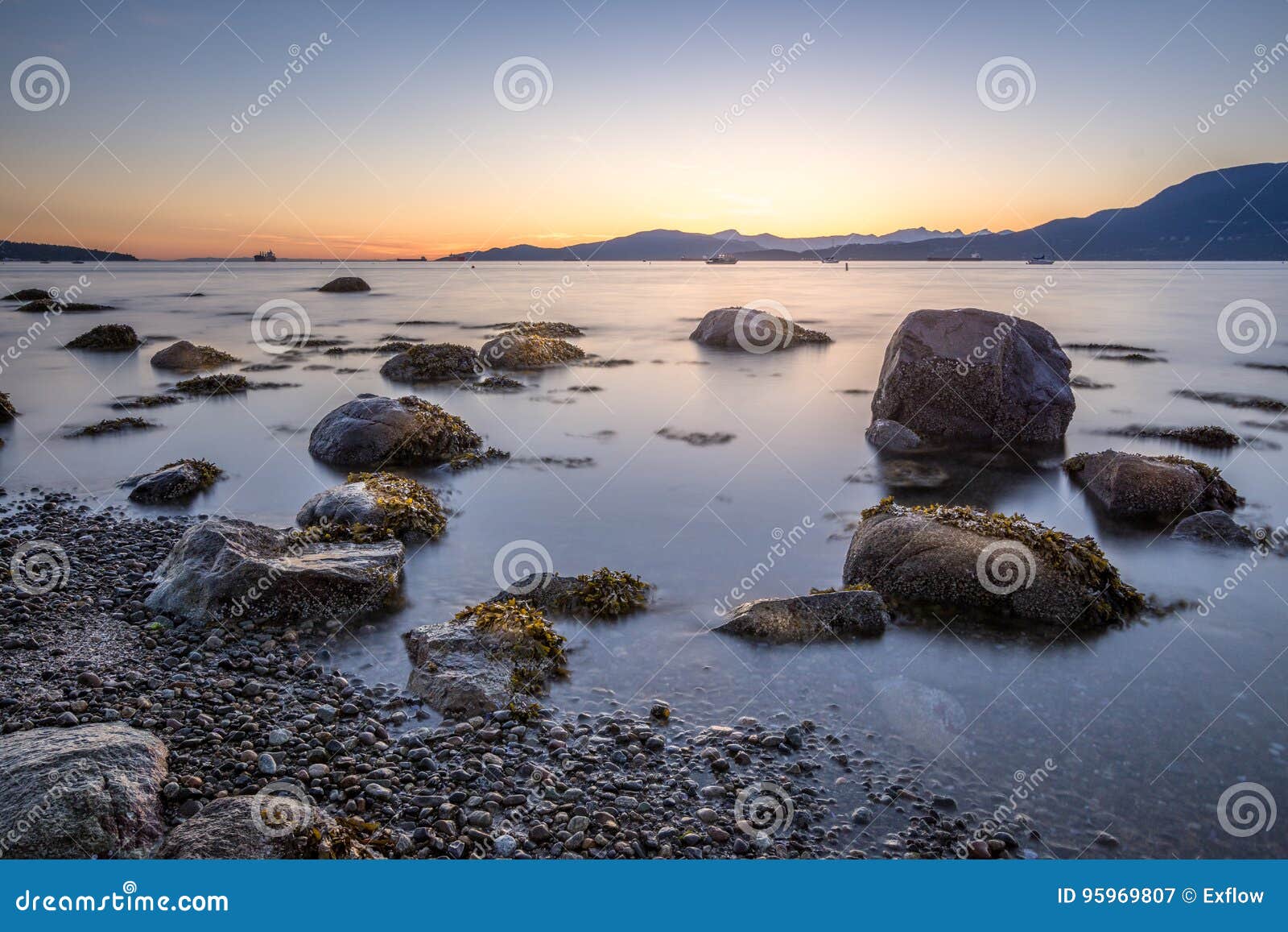 Sunset at Kitsilano Beach, Vancouver Canada Stock Image Image of