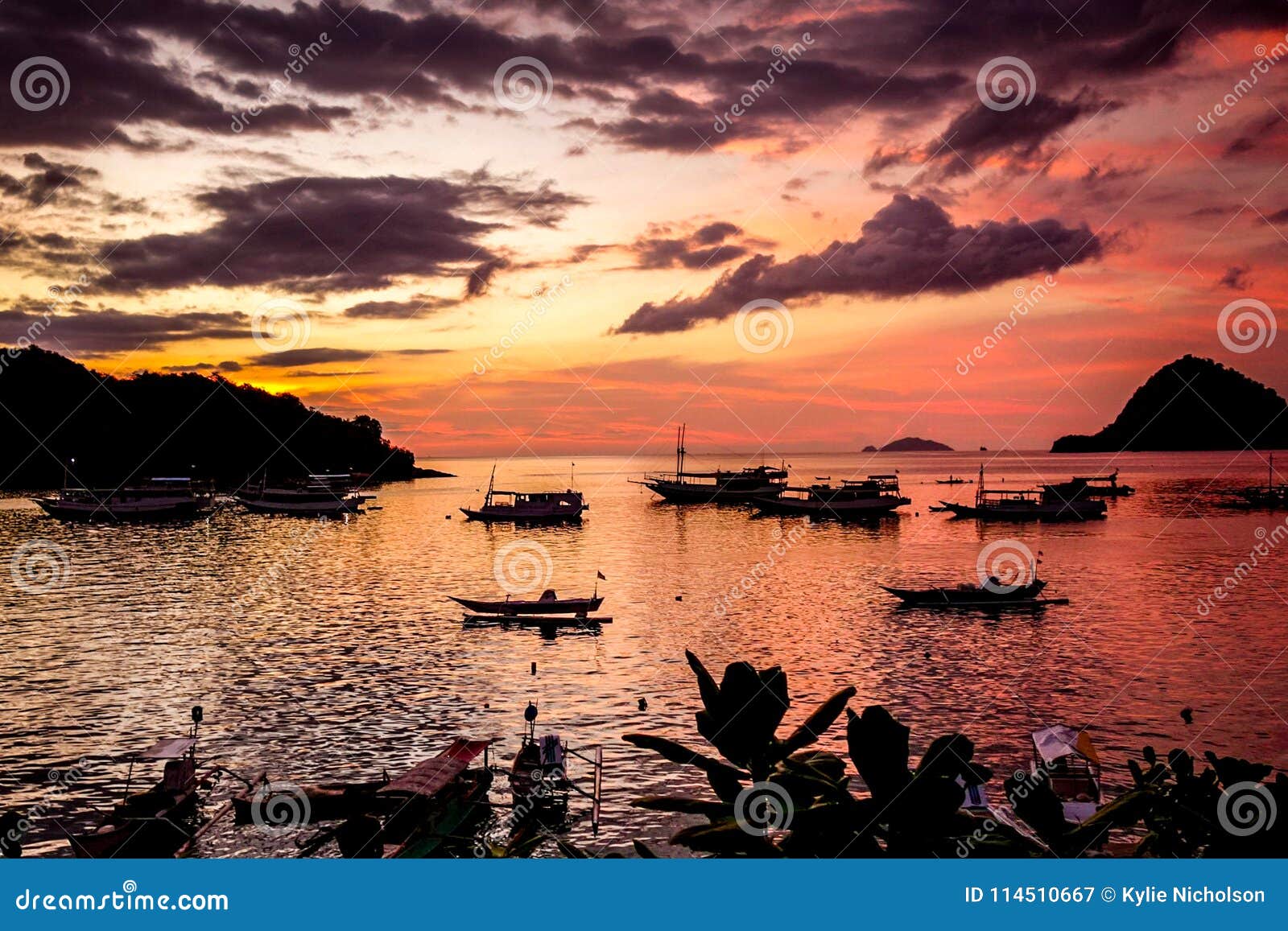 Sunset in Labuan Bajo, Flores, Indonesia Stock Image - Image of