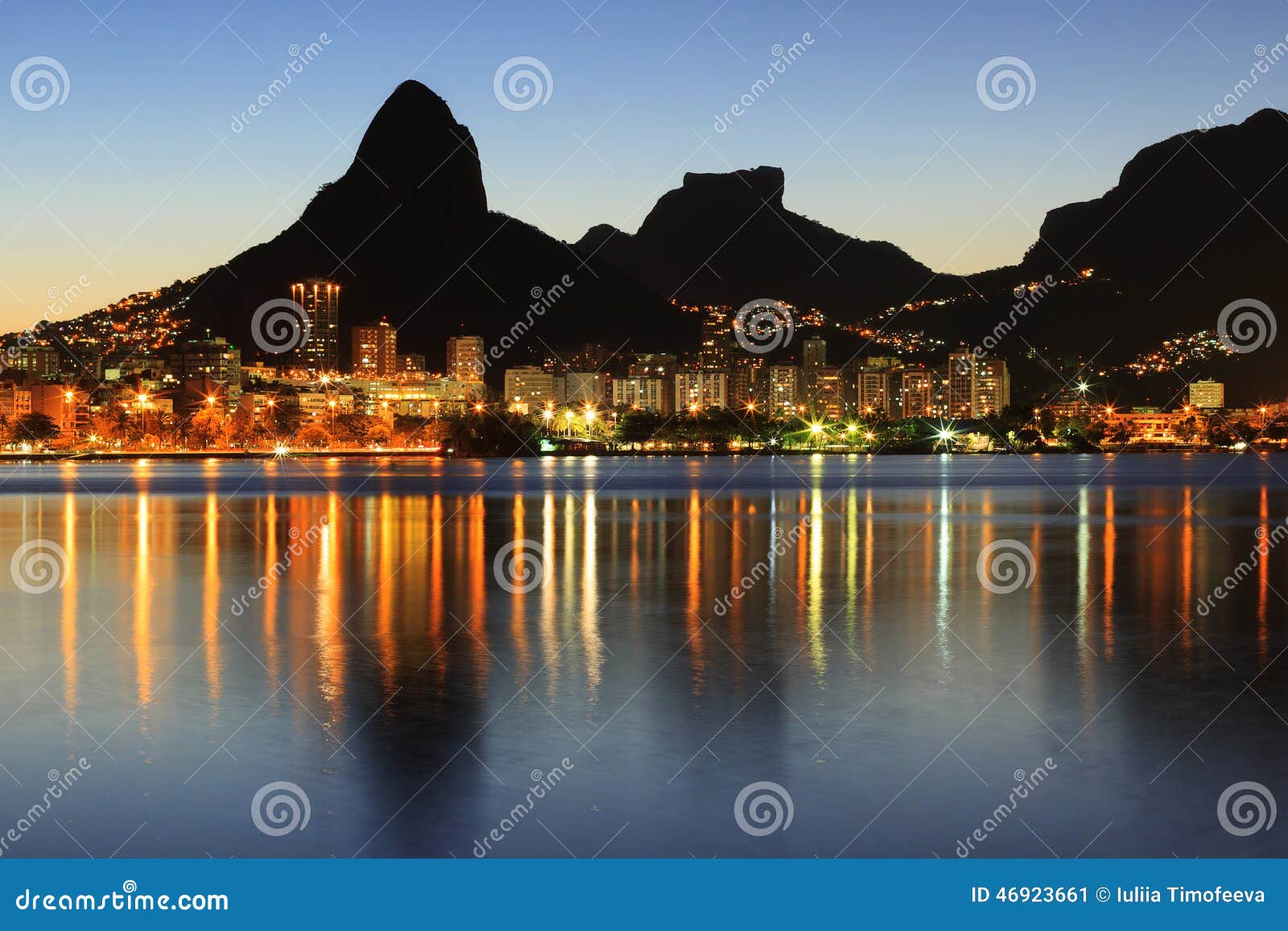 sunset lagoon rodrigo de freitas (lagoa), mountain, rio de janeiro, brazil