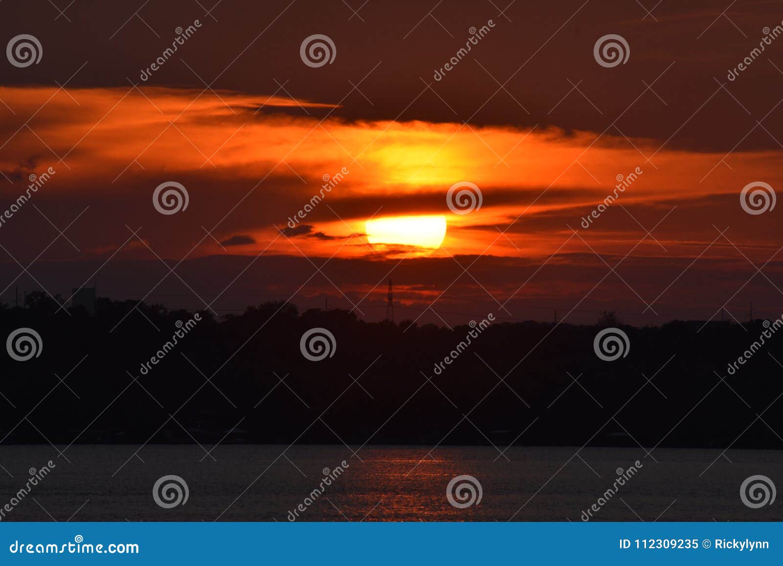 sunset at lake benbrook in texas